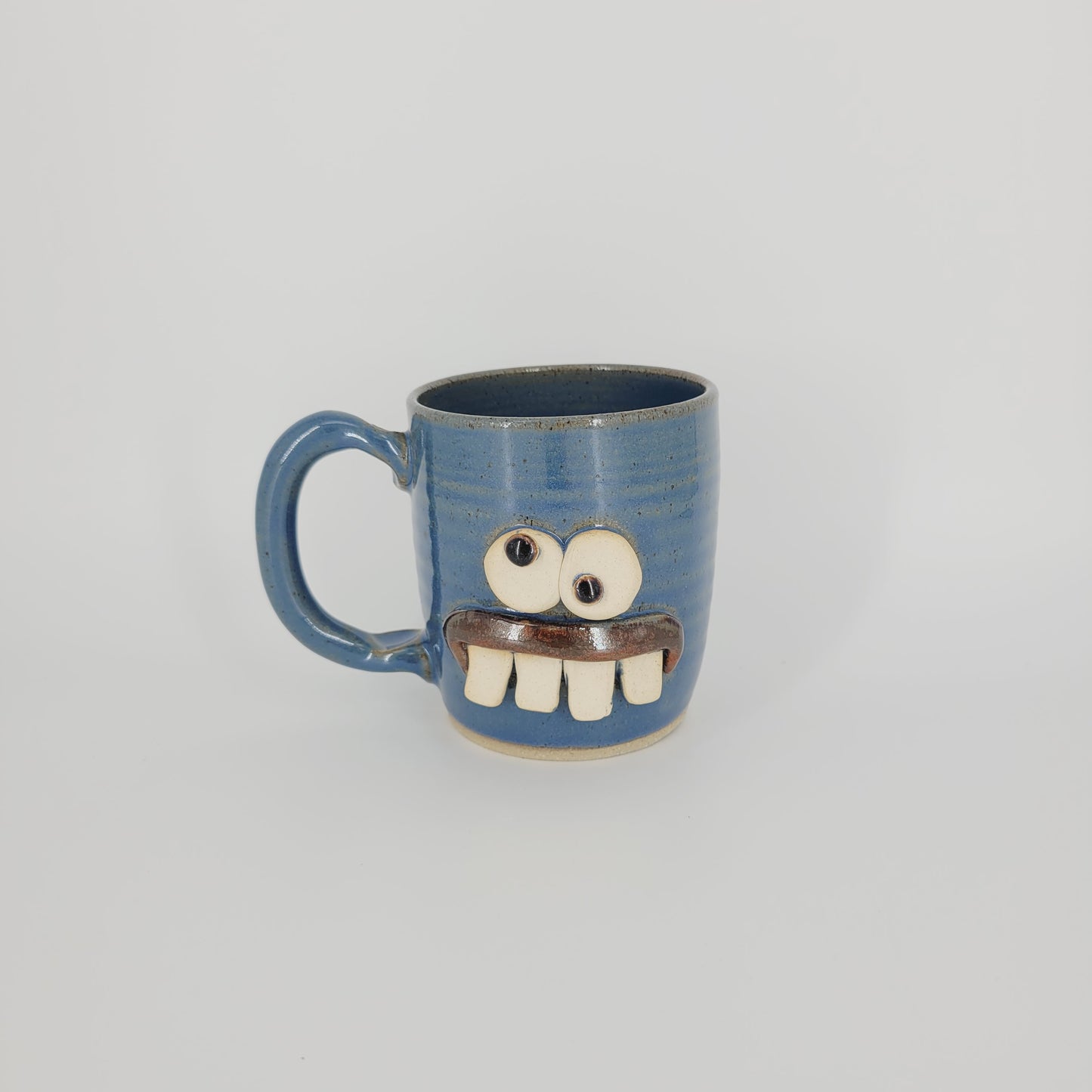 Funny Face Mug in Blue | Handmade Stoneware Pottery | Unique Coffee Cups