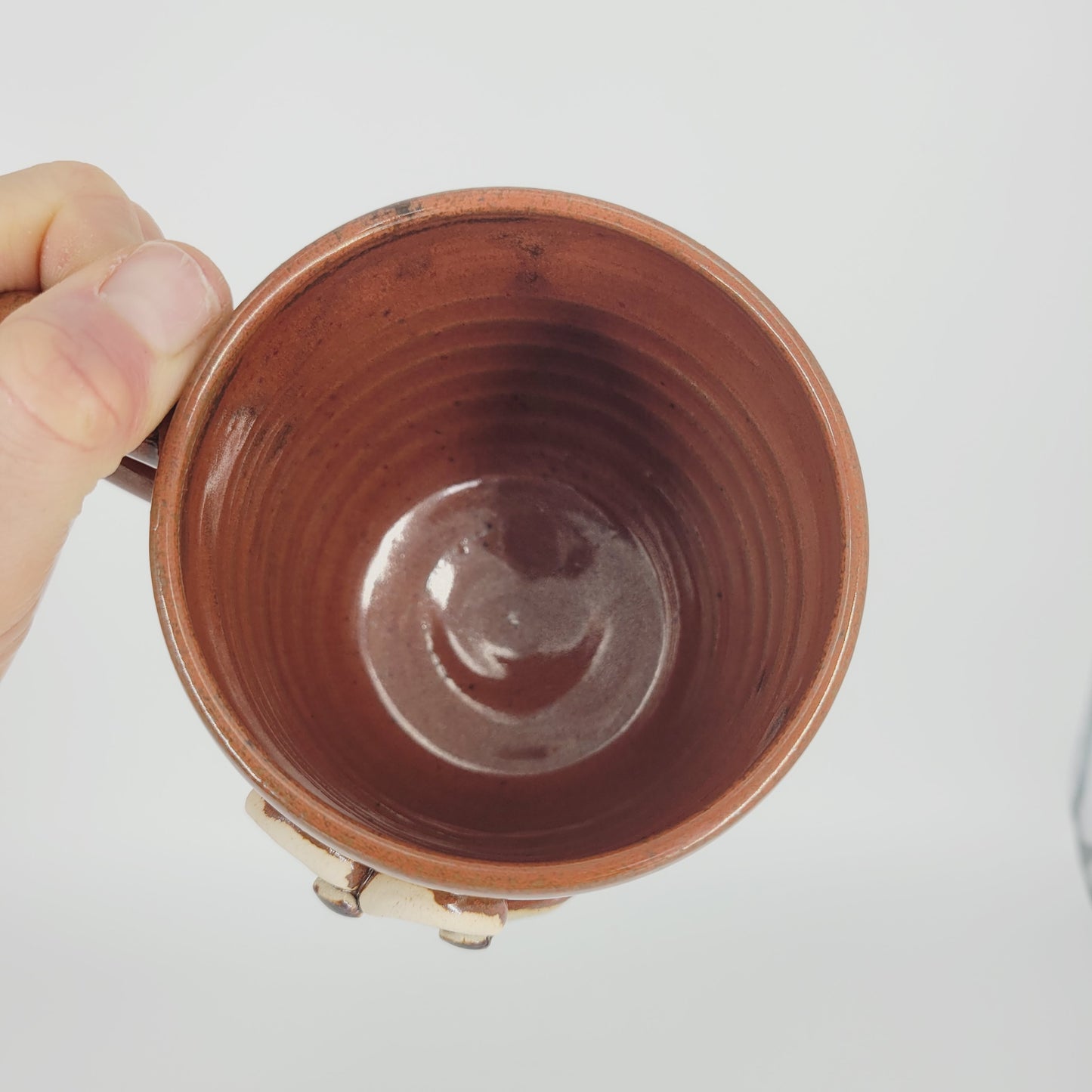 Ceramic Coffee Cup in Rustic Red Brown | UG CHUG Funny Face Mug | Handmade Stoneware Pottery