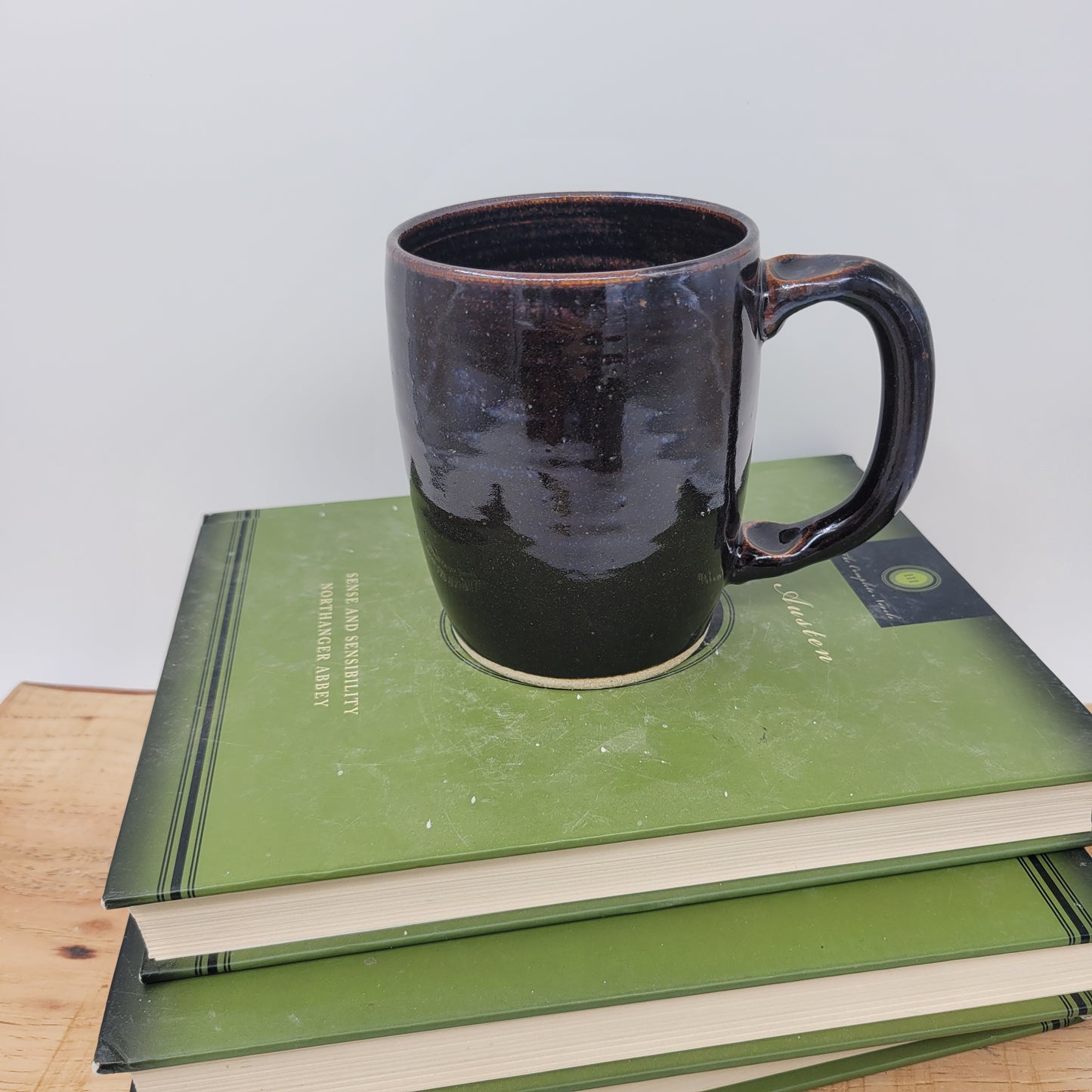 Valentine's Day Heart Mug | Large 16 Oz Coffee Cup | Chocolate Black | Handmade Stoneware Pottery