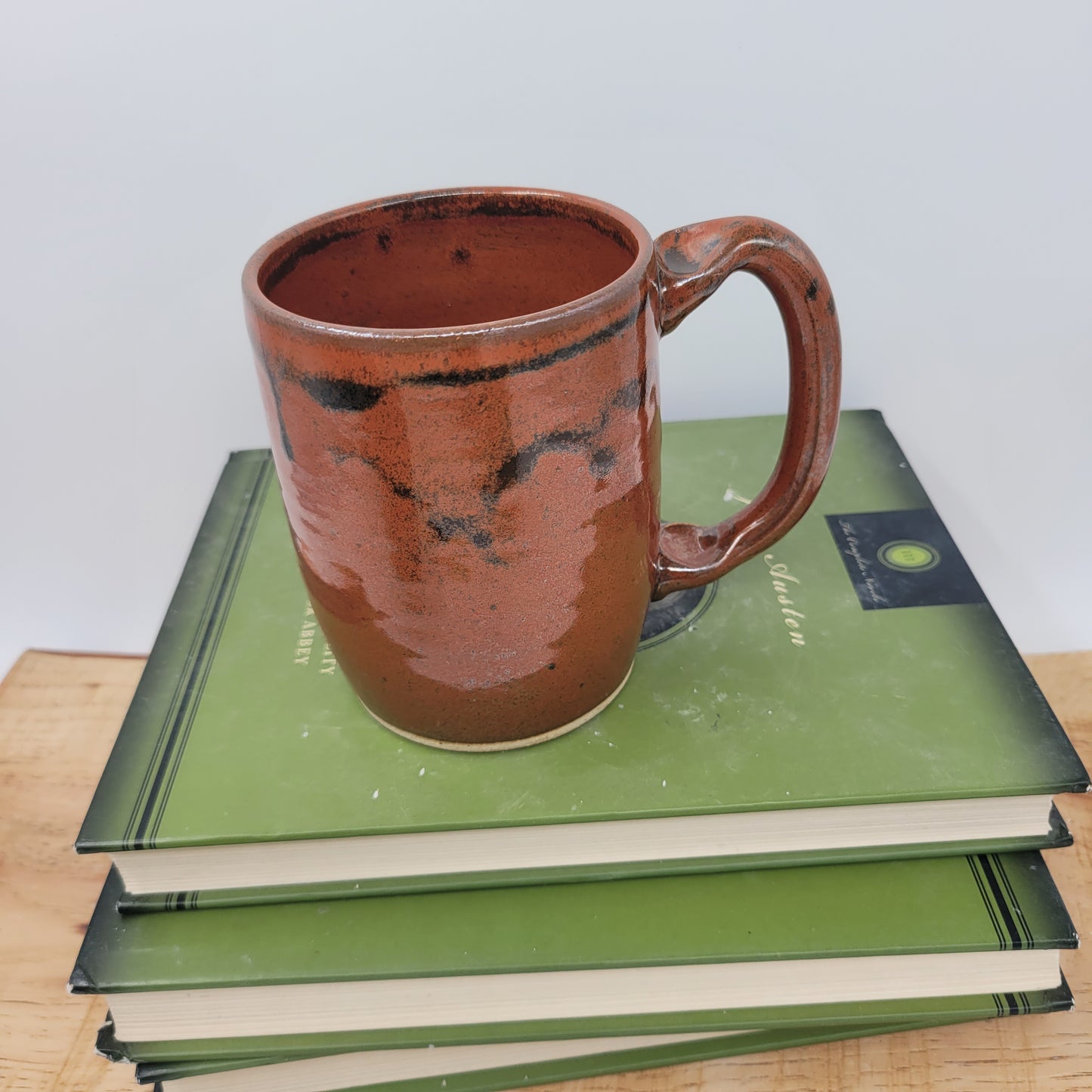 Valentine's Day Heart Mug | Large 16 Oz Coffee Cup | Rustic Red | Handmade Stoneware Pottery