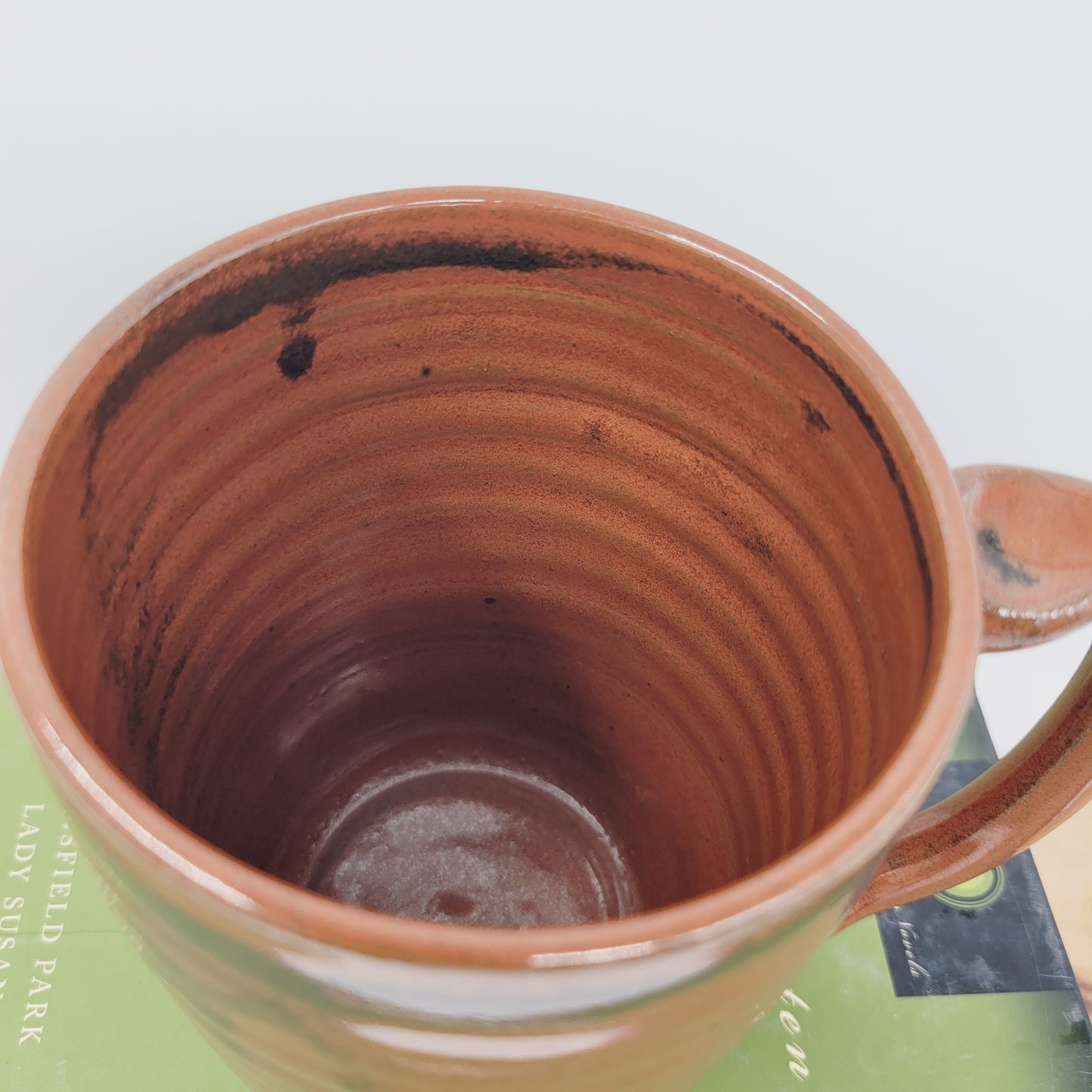 Crazy Happy Smiley Face Mug | Googly Eyes Funny Coffee Cup | 20 Ounces | Red | Handmade Stoneware Pottery | Unique Guy Gifts