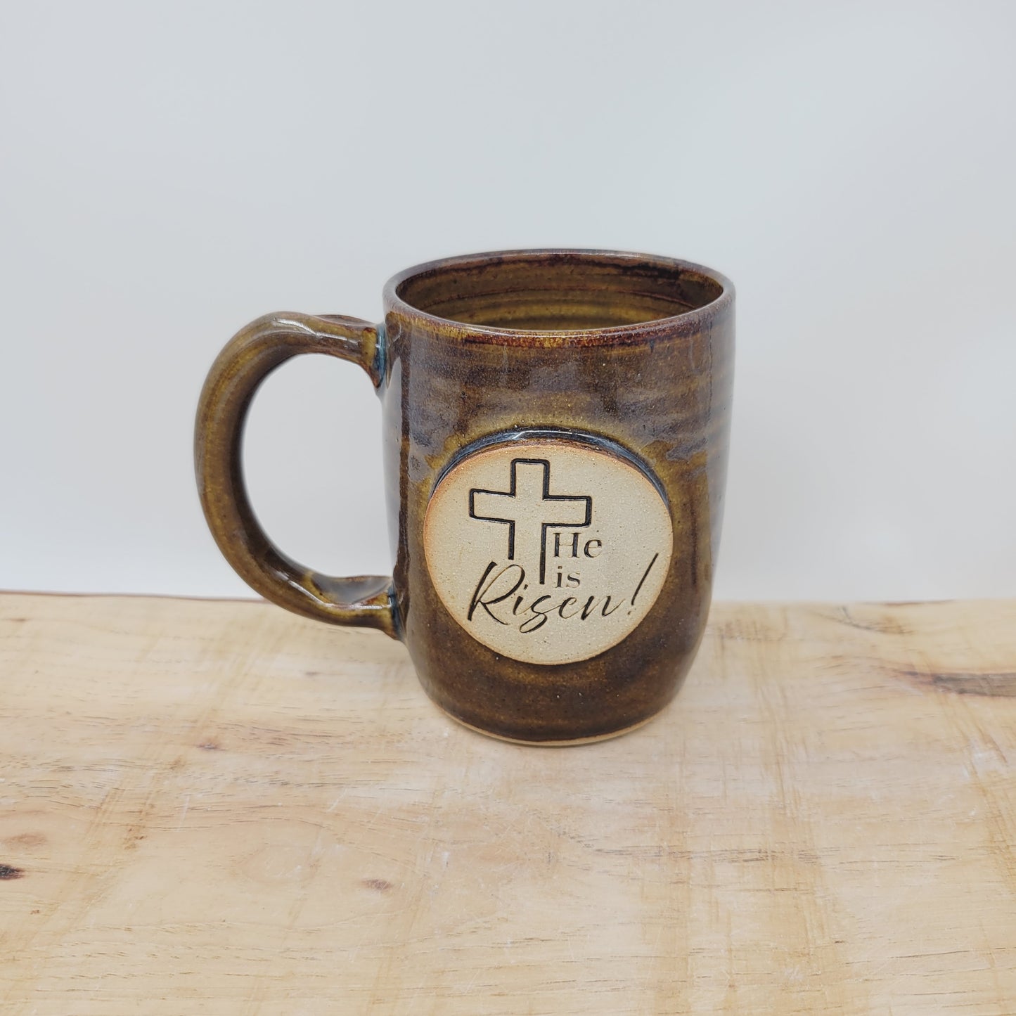 Easter Coffee Cup | Rustic Cross Mug | Handmade Stoneware Pottery | Nelson Studio | 16 Ounces