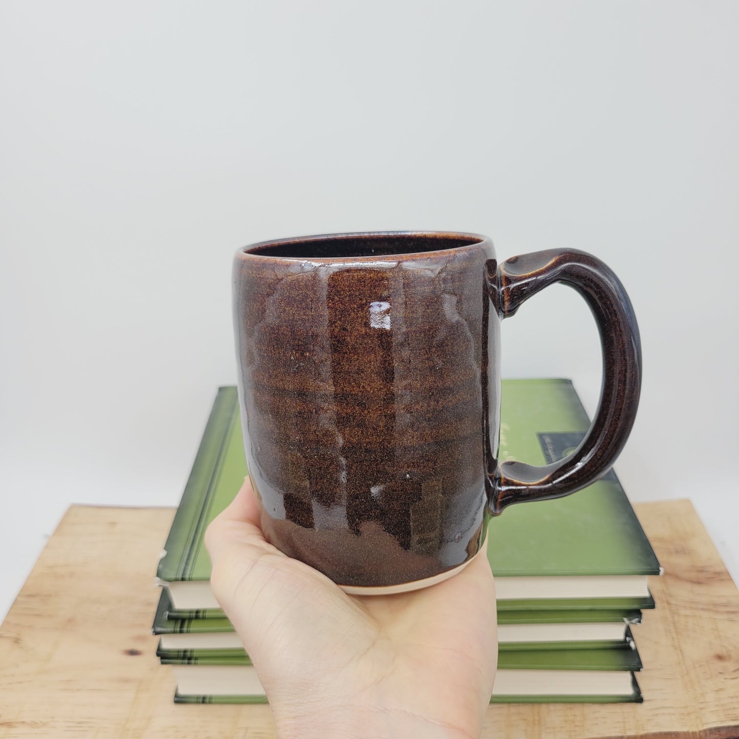 But First Coffee Mug | Large 16 Oz Coffee Cup | Handmade Stoneware Pottery | Nelson Studio | Chocolate Black