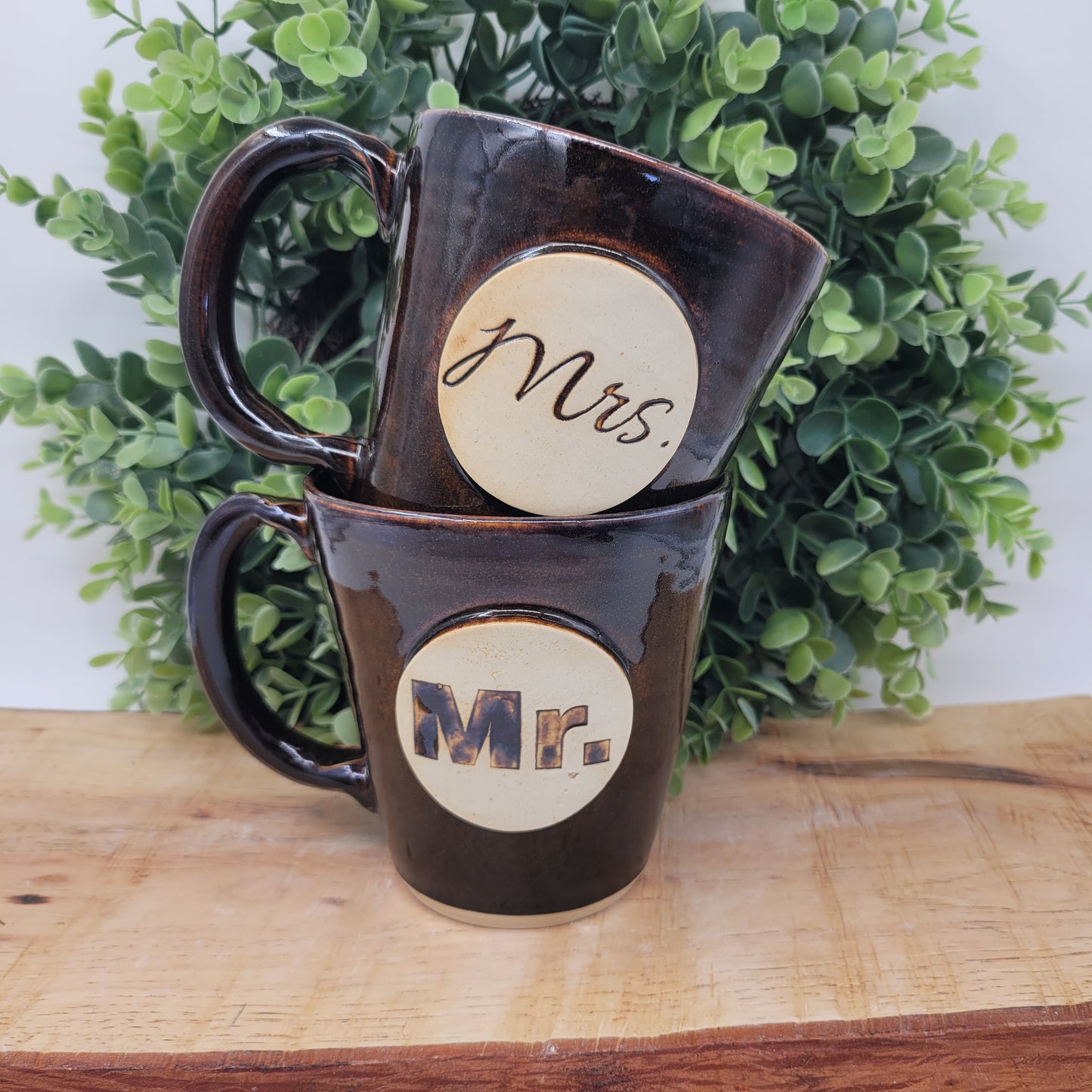 Mr. and Mrs. Set of Mugs | Couples Coffee Cup Pair | Black | 14 - 16 Ounces
