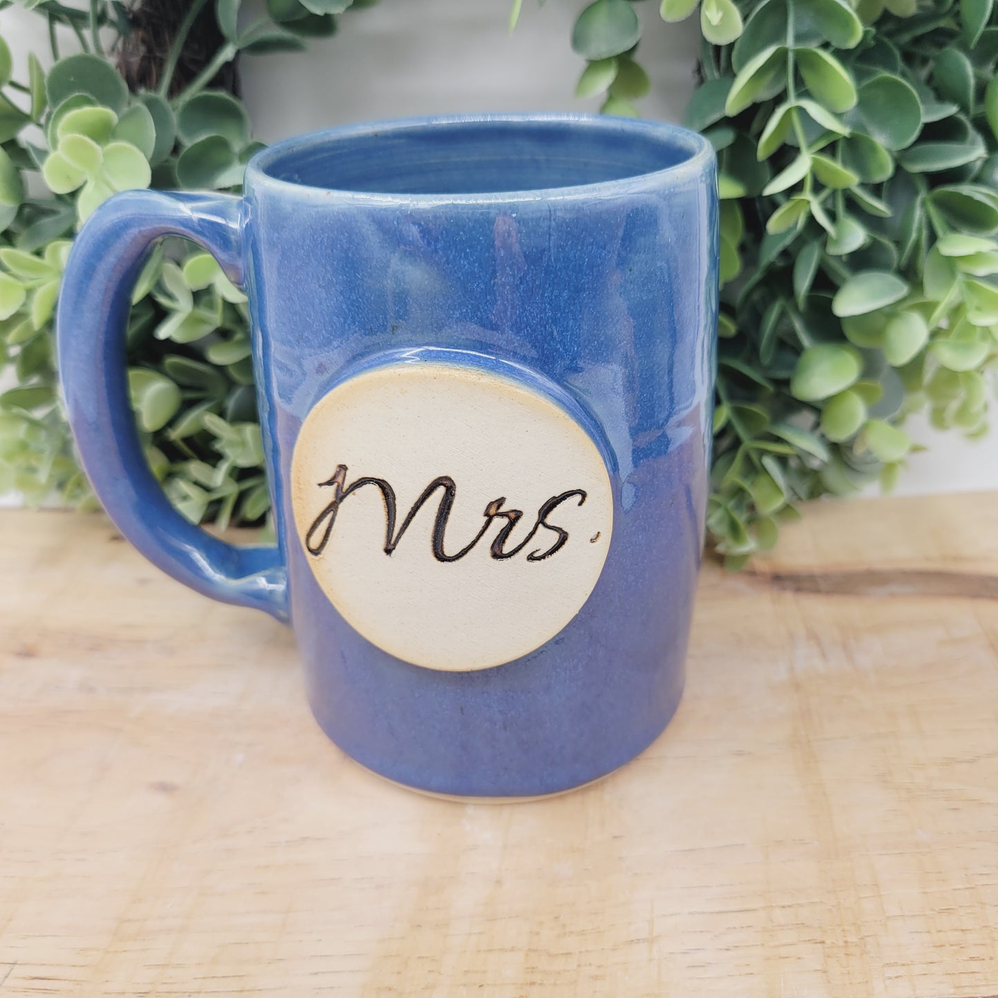 Mr. and Mrs. Set of Mugs | Something Blue Wedding Gift | Couples Coffee Cup Pair | Blue | 14 Ounces
