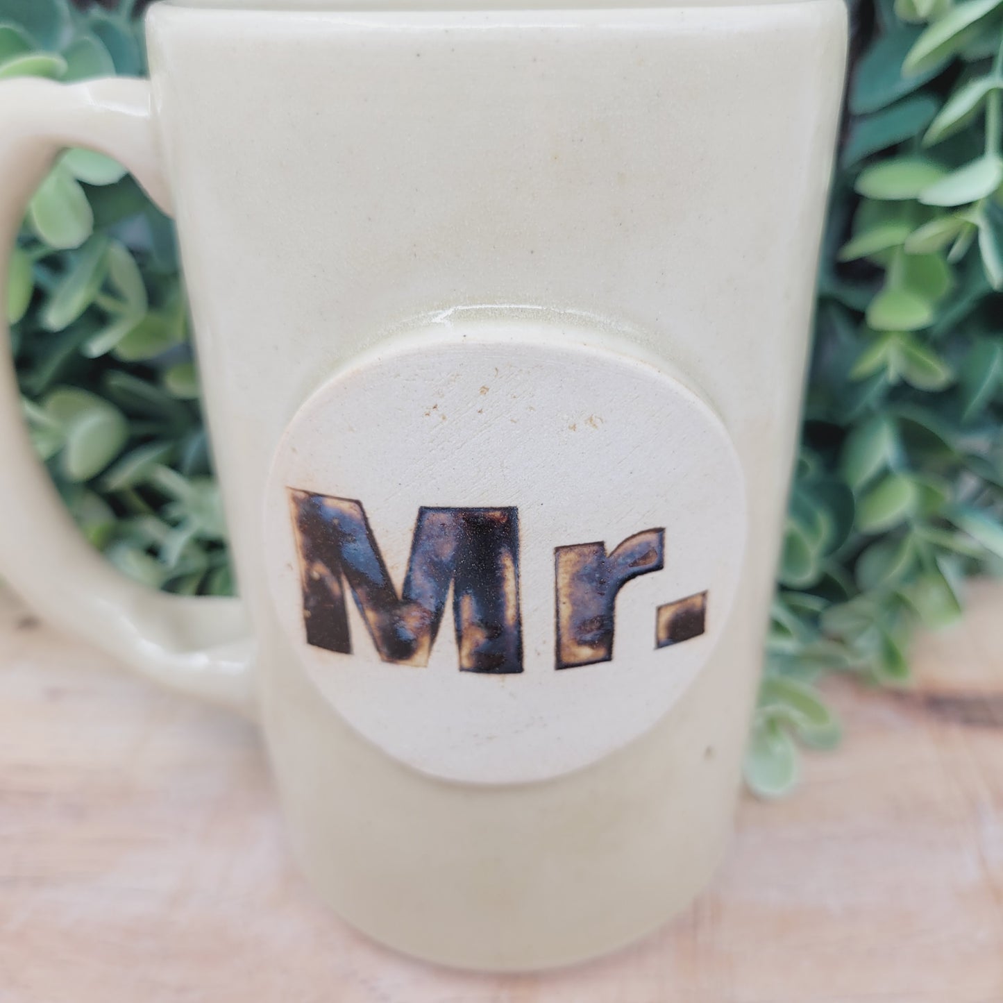 Mr. and Mrs. Mugs | White Wedding Gift | Couples Coffee Cup Pair | Cream | Medium 12 Ounces