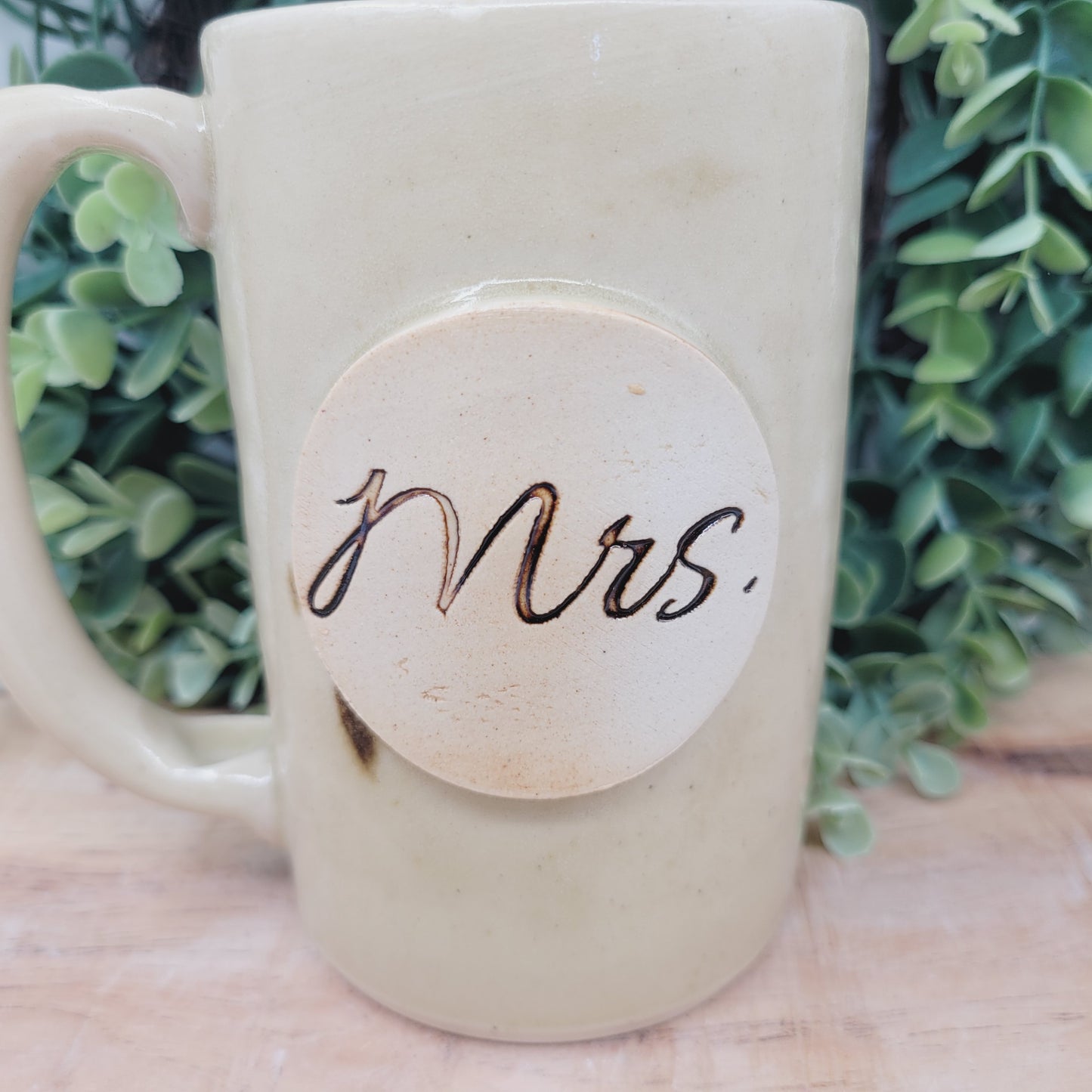 Mr. and Mrs. Mugs | White Wedding Gift | Couples Coffee Cup Pair | Cream | Medium 12 Ounces