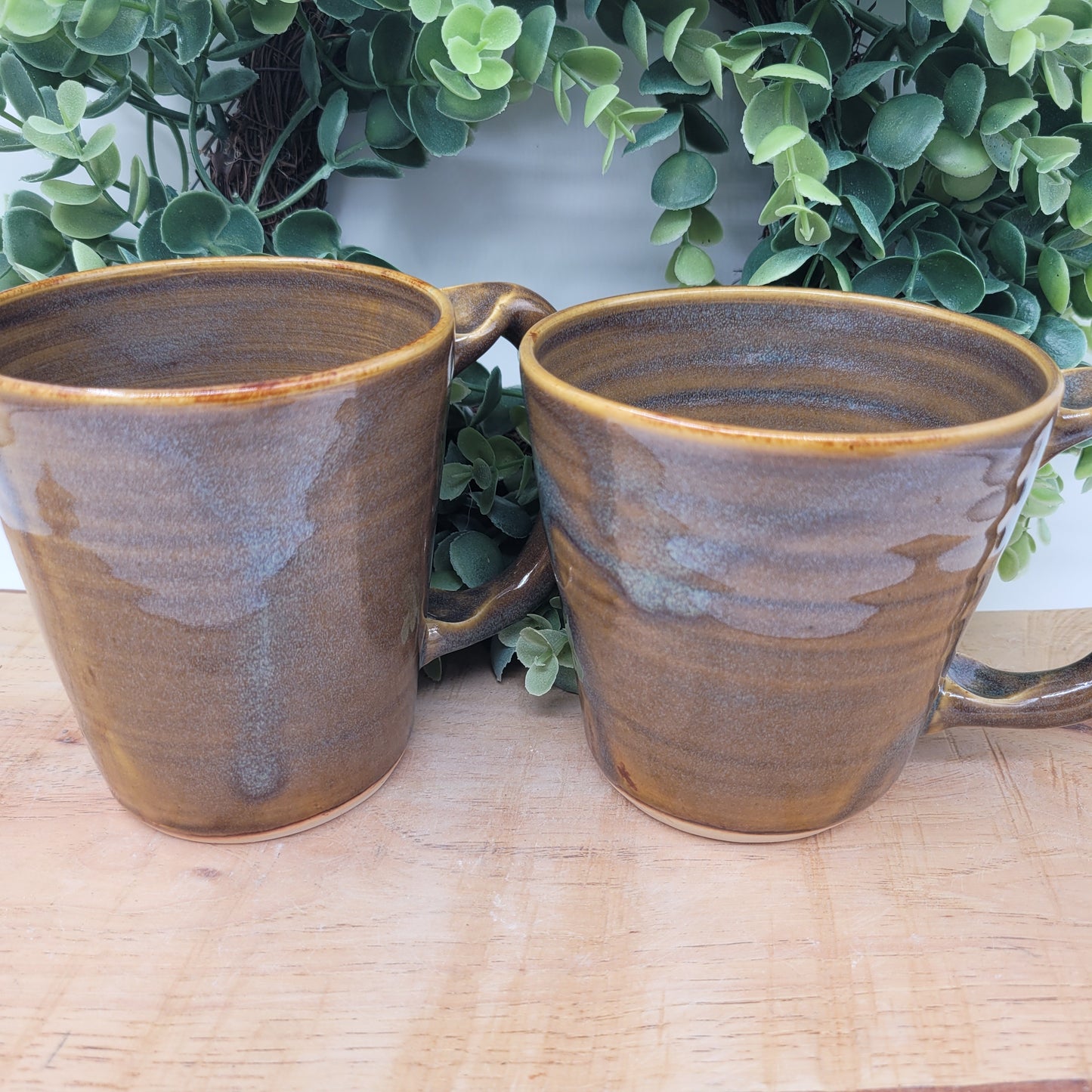 Couples Coffee Cup Pair | Rusty Blue Brown | Large 16 Ounces | Mr. Mrs. Mug Set