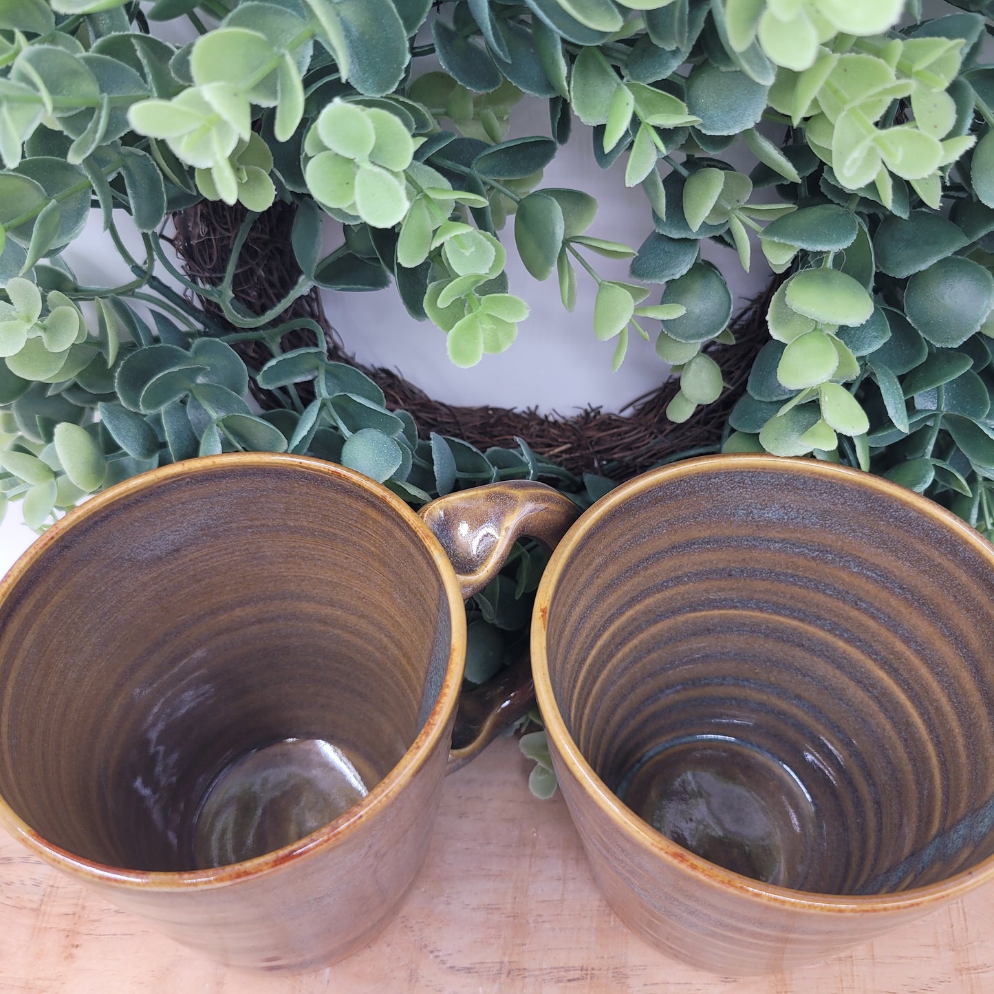 Couples Coffee Cup Pair | Rusty Blue Brown | Large 16 Ounces | Mr. Mrs. Mug Set