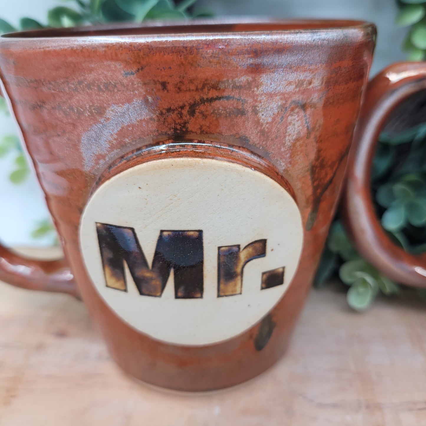 Couples Coffee Cup Pair | Rustic Red | Large 16 Ounces | Mr. Mrs. Mug Set | Wedding Anniversary Gift