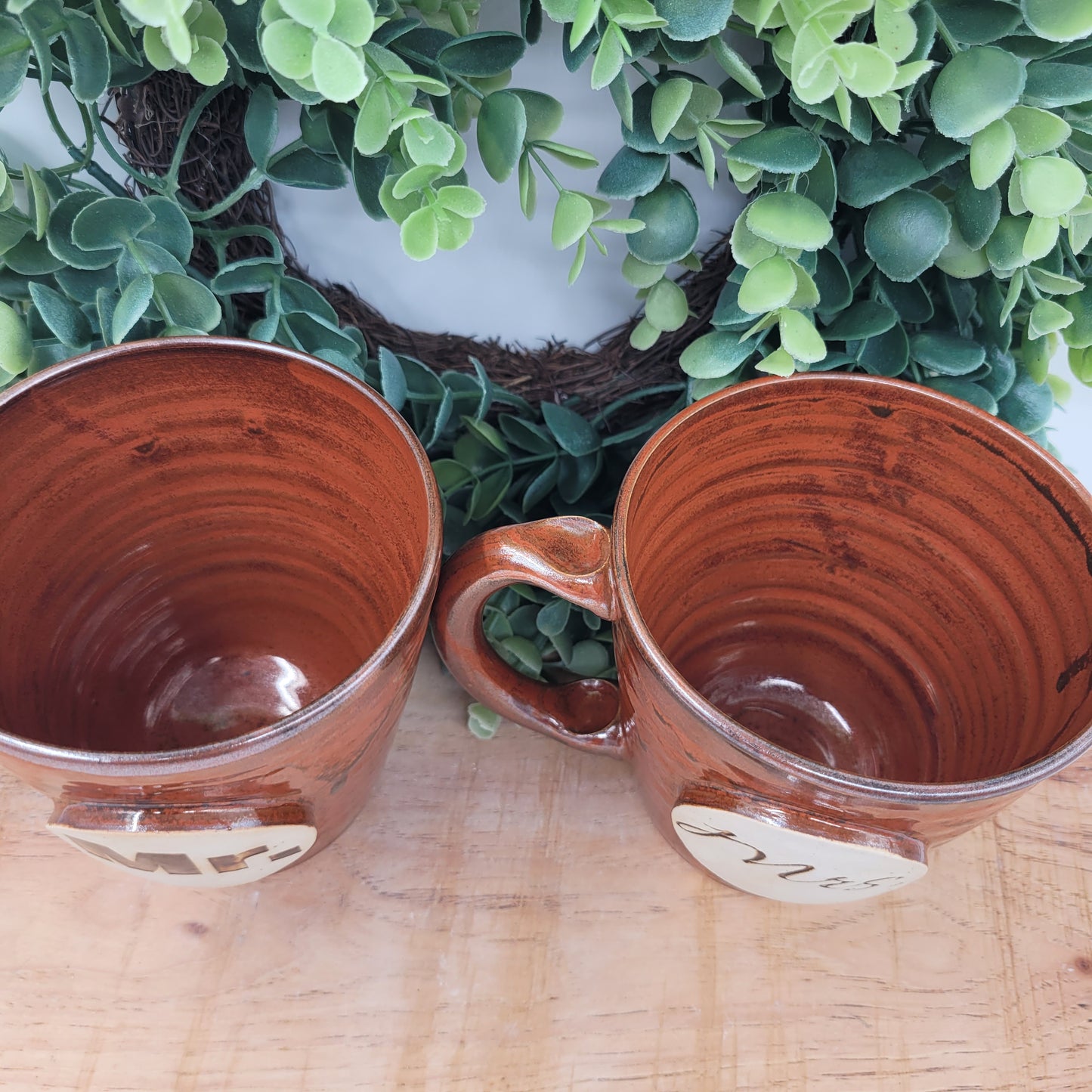 Couples Coffee Cup Pair | Rustic Red | Large 16 Ounces | Mr. Mrs. Mug Set | Wedding Anniversary Gift