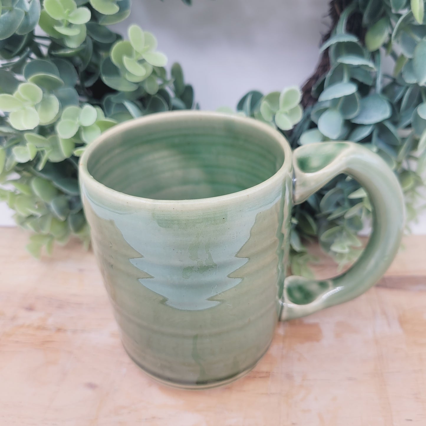 Charming Flower Heart Hot Tea Mug | Green | Floral Pattern Design | Cute 12 Ounce Coffee Cup | Sweet Gifts for Mom Mother's Day