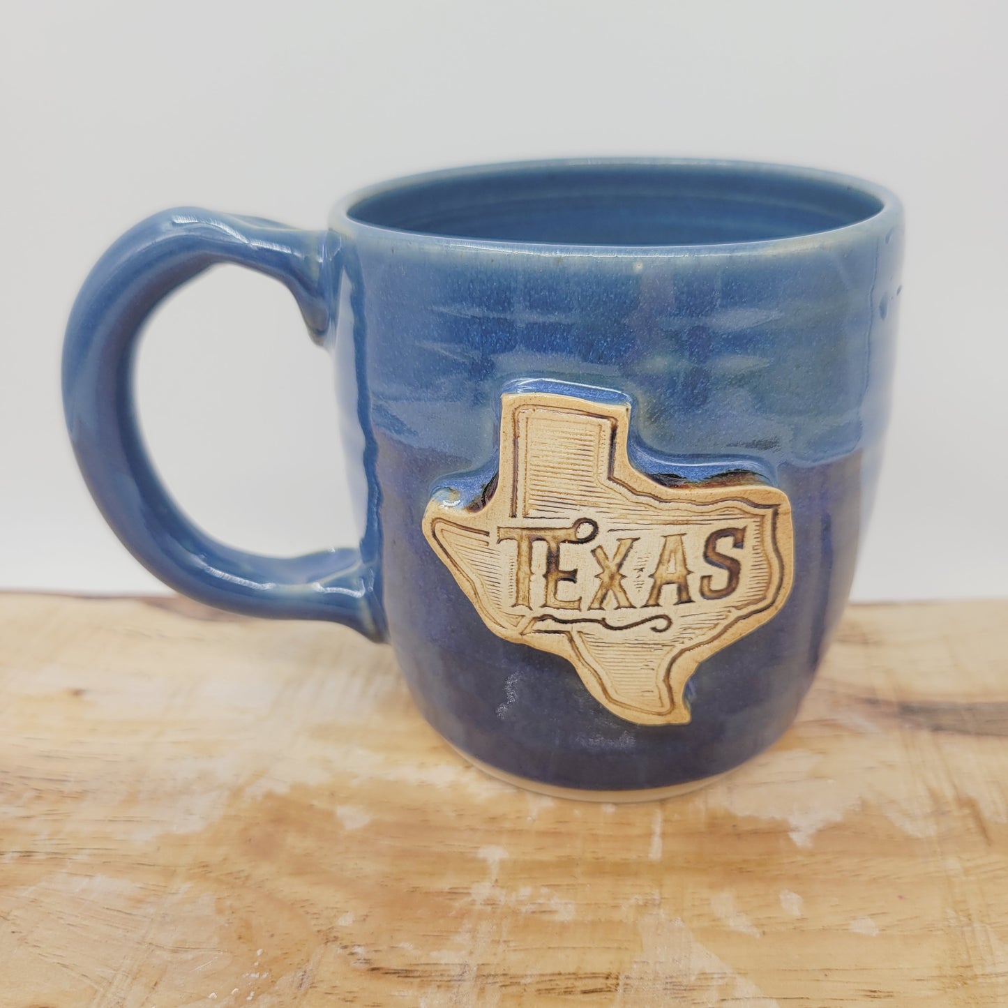 Texas Coffee Cup | State of Texas Stamped Mug | Blue Ceramic Handmade Stoneware Pottery | Homecoming Moving Away Gifts