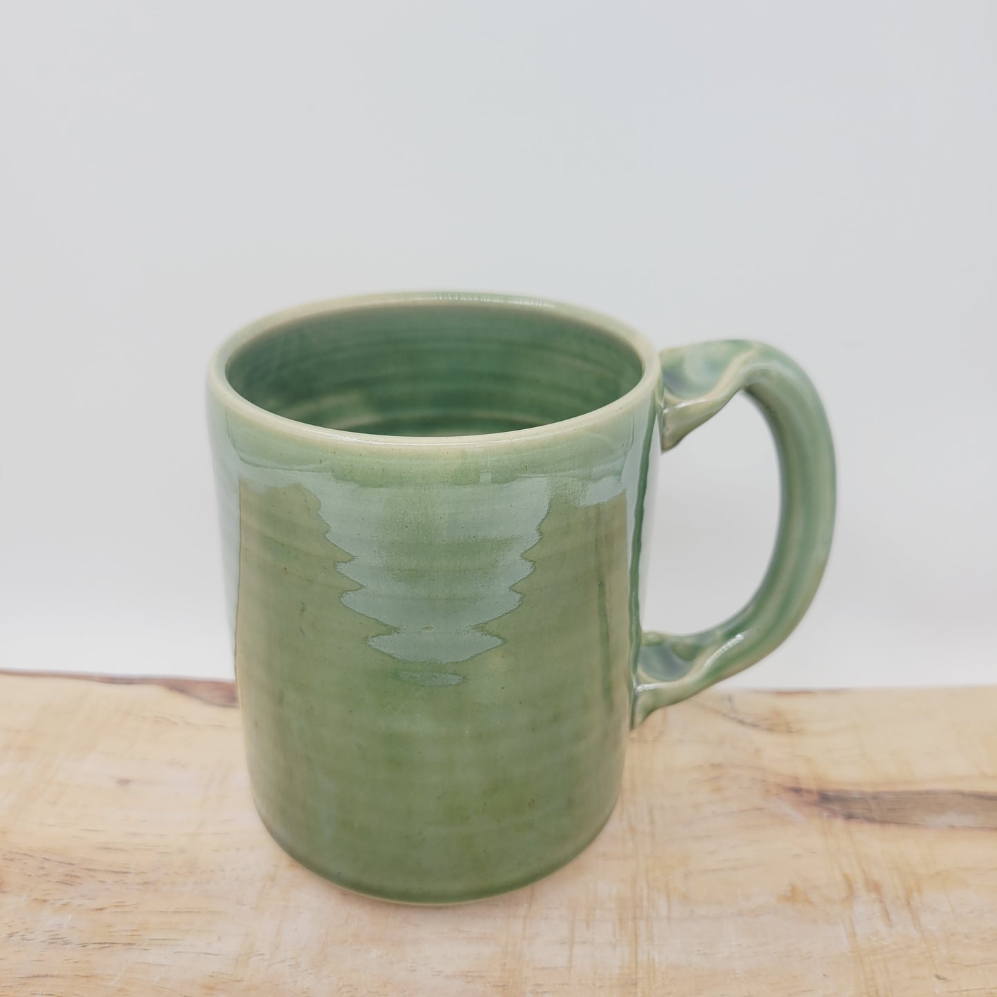 Just Peachy Summer Mug | Fun Sayings Coffee Cup | Handmade Unique Pottery | Green | Large 16 Ounces