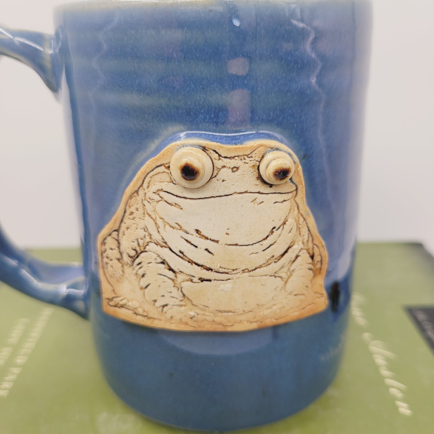 Fat Bug Eyed Frog Mug | Coffee Cups for the Lake | Toad Lover Pottery | Blue | Nature Outdoor Lover | Large 16 - 20 Oz