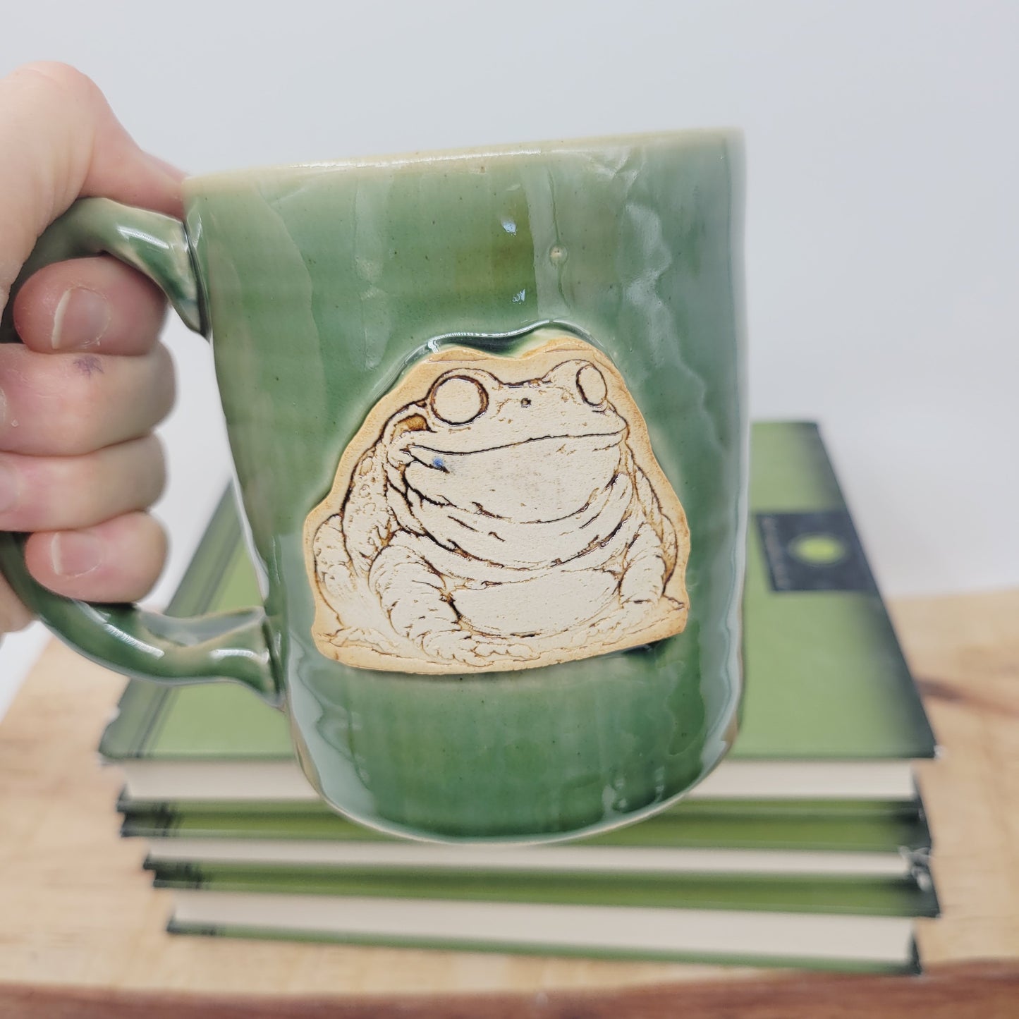 Fat Frog Mug | Coffee Cups for the Lake | Toad Lover Pottery | Green | Nature Outdoor Lover | Large 16 Oz