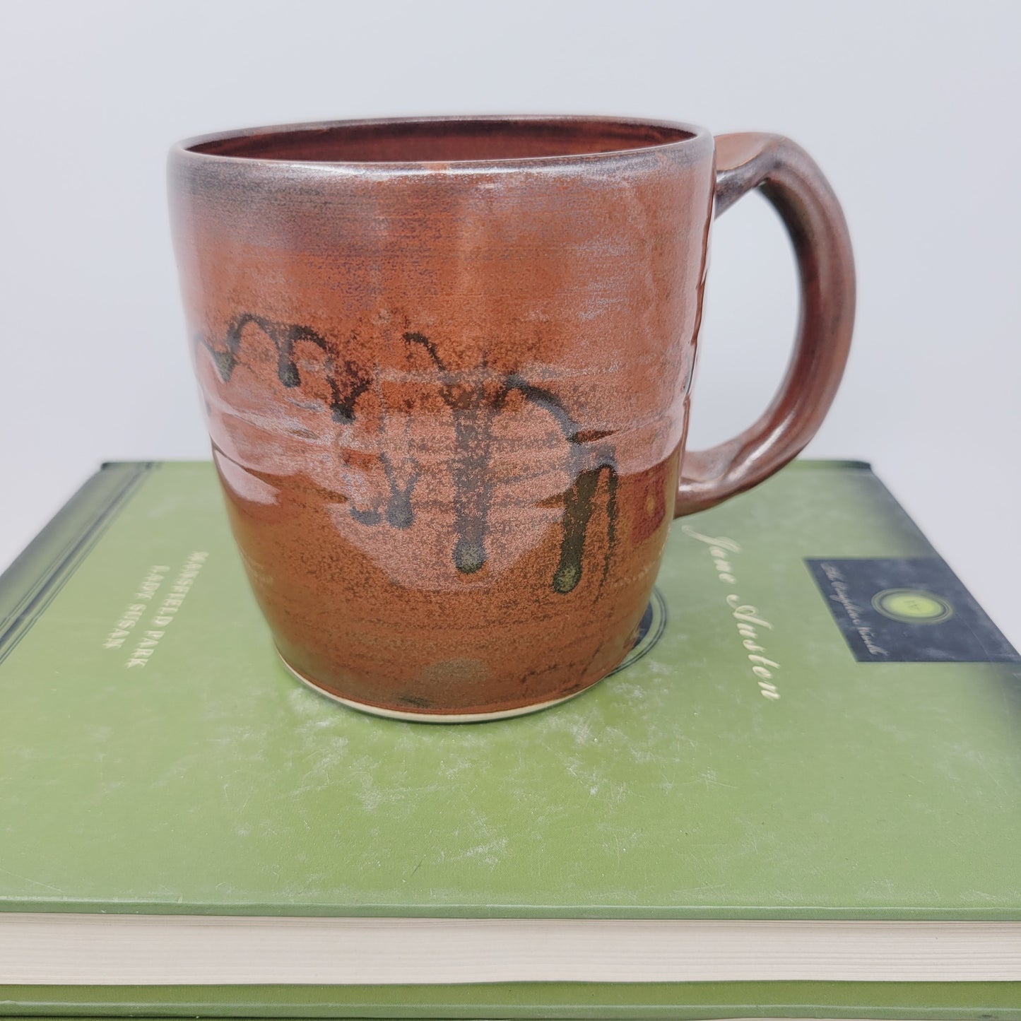 Funny Forgetful Face Mug | Brick Red Pottery Coffee Cup | 16 Ounces | Nelson Studio Ug Chug