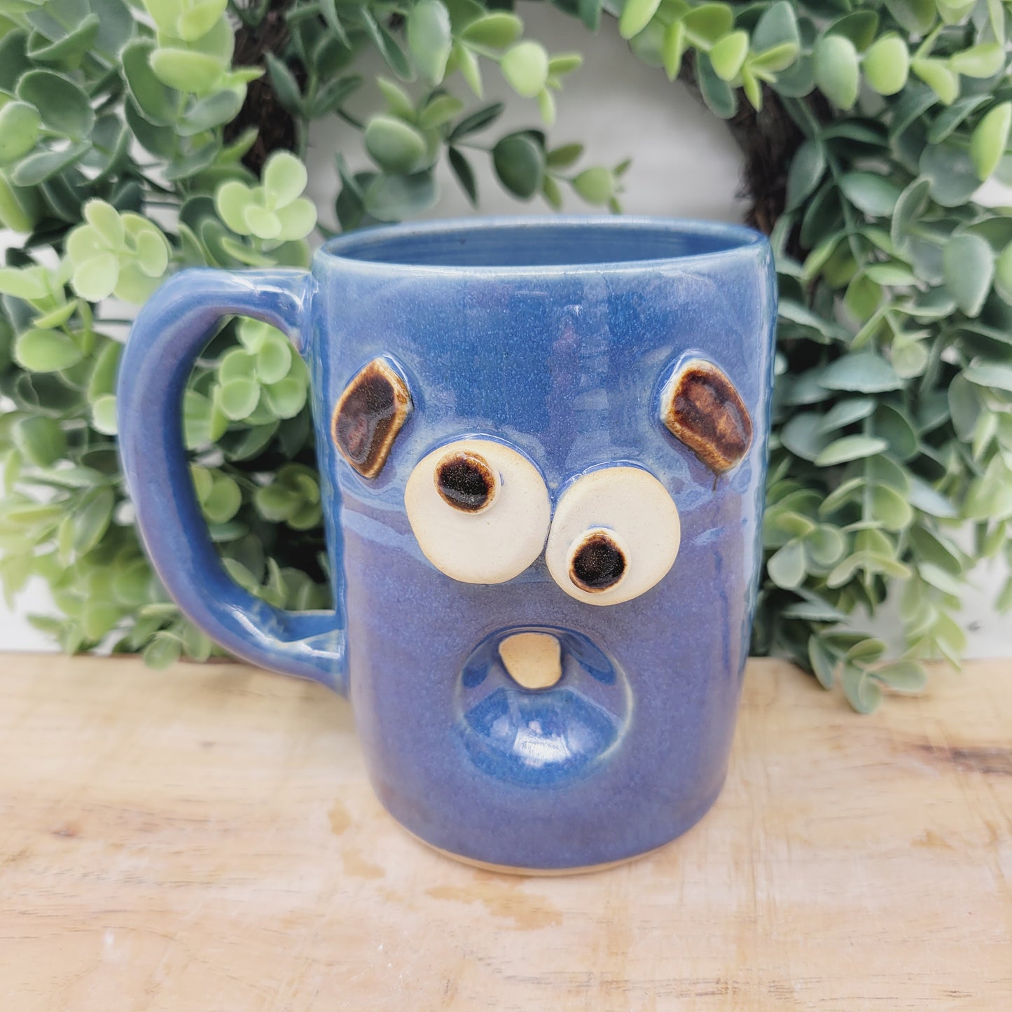 Sleepy Monday Morning Coffee Cup | Tired Face Mug | Blue Hot Tea Mug | 16 Ounces