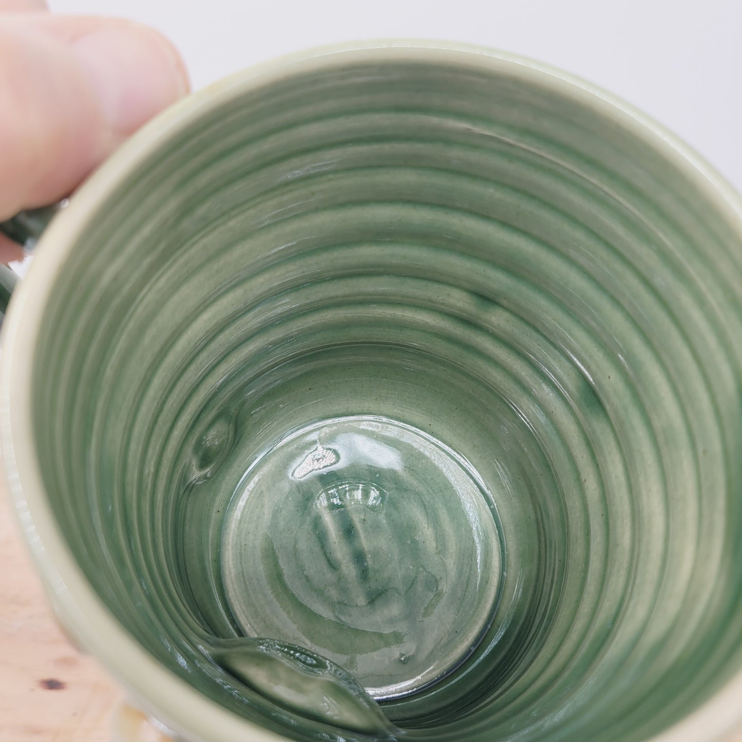 Fun Ceramic Crazy Morning Coffee Cup | Green | Stoneware Pottery Face Mug | Nelson Studio Ug Chug