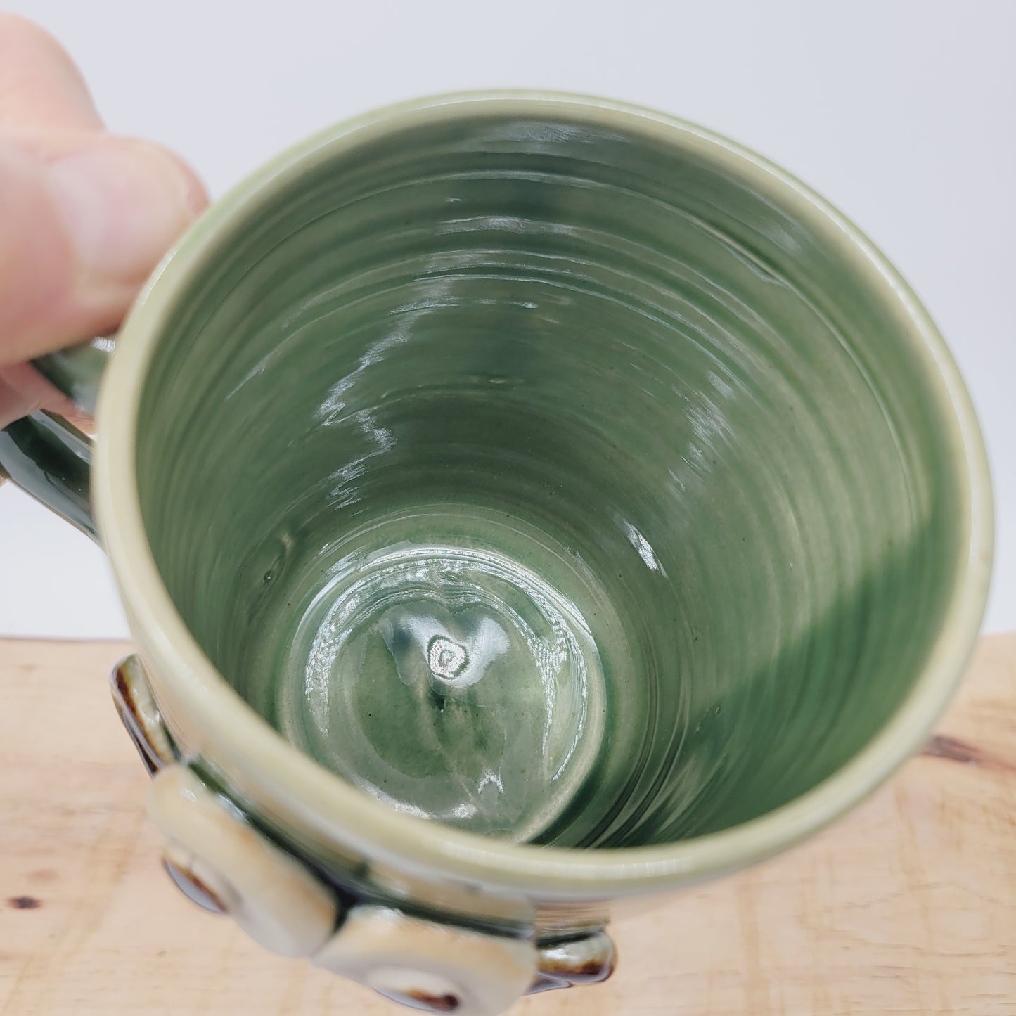 Handlebar Mustache Mug | Funny Man's Pottery Coffee Cup | Nelson Studio Ug Chug | Green | 16 Ounces