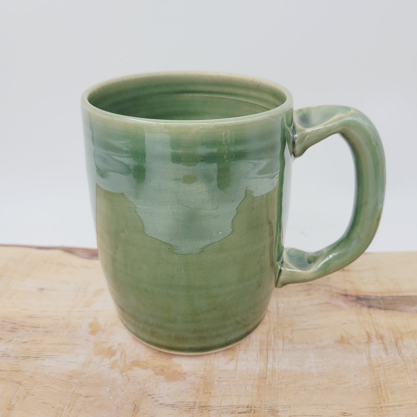 Handlebar Mustache Mug | Funny Man's Pottery Coffee Cup | Nelson Studio Ug Chug | Green | 16 Ounces