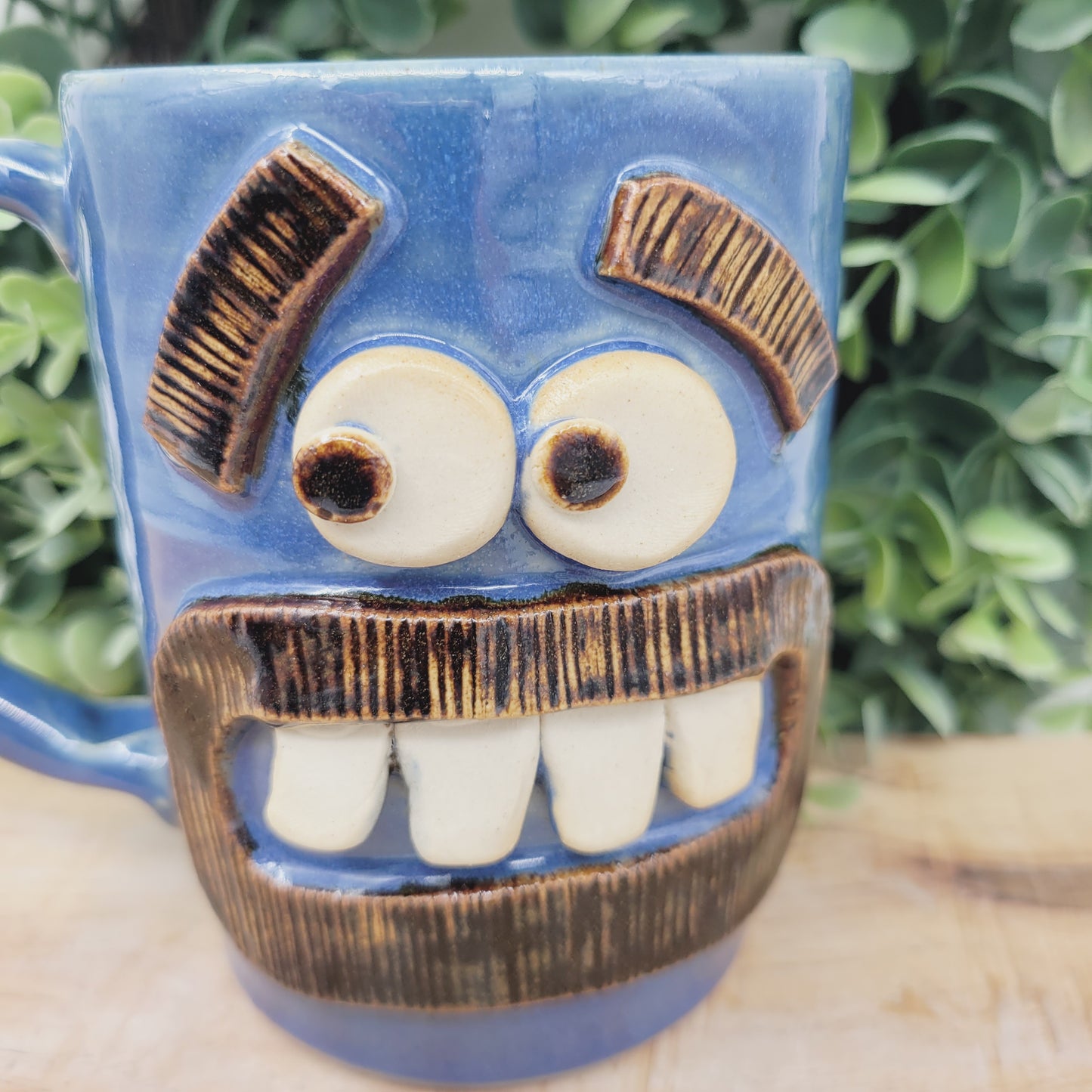 Man's Beard Mug | Blue Mustache Coffee Cup | Hairy Man Gift | Dad Boyfriend Husband | Nelson Studio