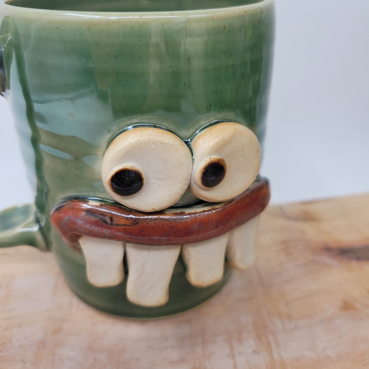 Handmade Pottery Face Mug | Funny Coffee Cup | Microwave Dishwasher Safe Stoneware | Hand Thrown