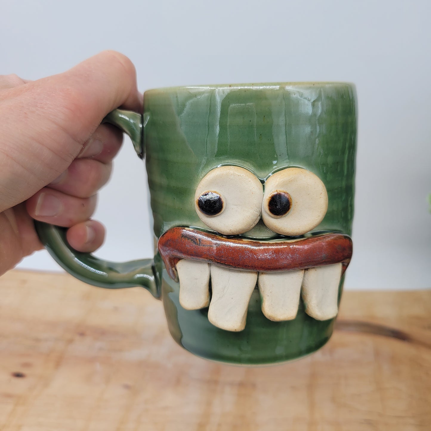 Handmade Pottery Face Mug | Funny Coffee Cup | Microwave Dishwasher Safe Stoneware | Hand Thrown