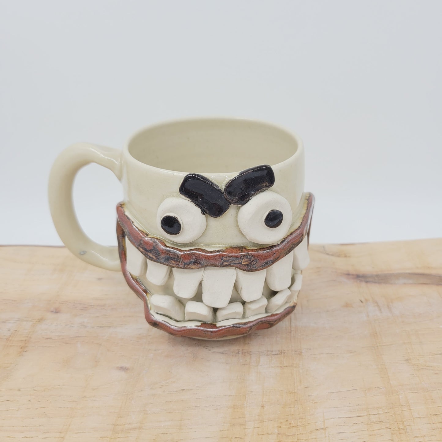 Funny Coffee Cup | Handmade Pottery Face Mug | Man Gift | Ceramic Stoneware | 16 Ounces Large | Stone