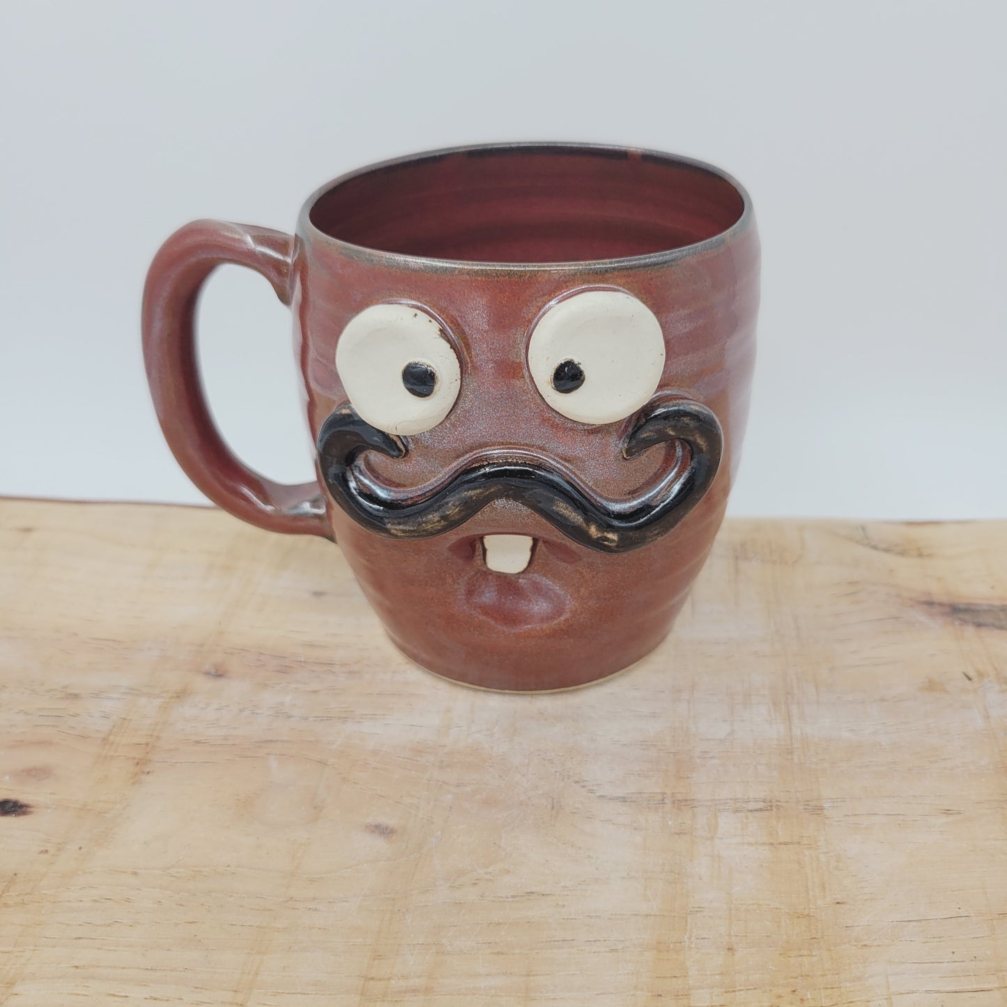 Face Mug with Handlebar Mustache | Funny Coffee Cups | Red 20 Oz Extra Large | Nelson Studio Ug Chug