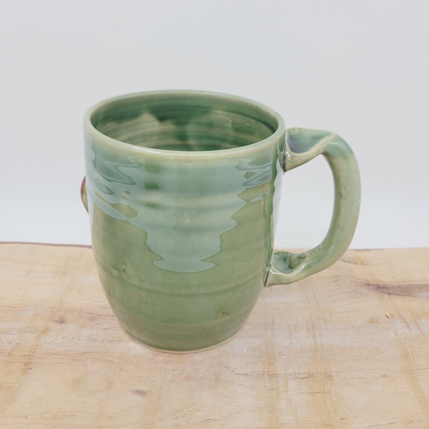 Huge Coffee Mug. New Limited Edition OOAK. Extra Large 18 Ounce Green Handmade Pottery Face Mug. Funny Coffee Lovers