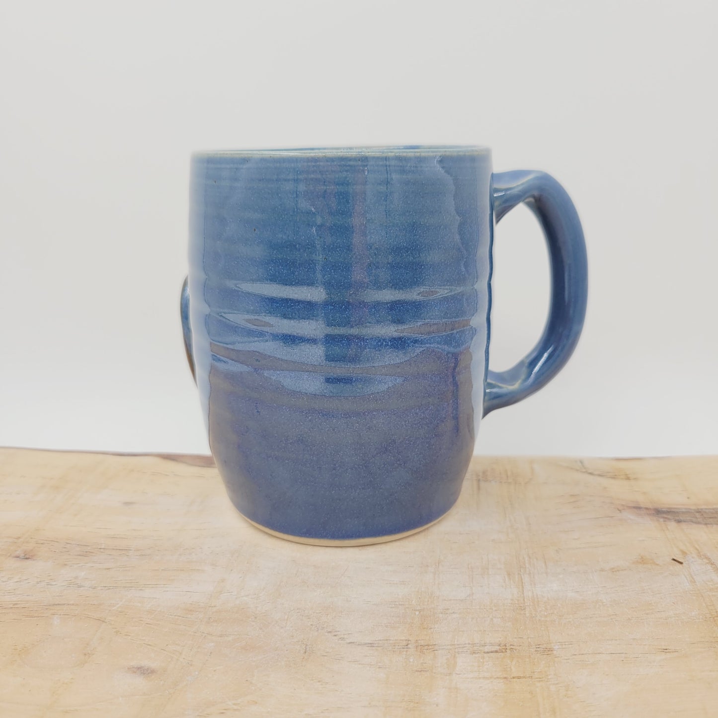 Funny Smiley Face Mug | Handmade Pottery Coffee Cups | Fun Gifts for Men Dad Husband | Ceramic Stoneware | 16 Ounces Large | Blue