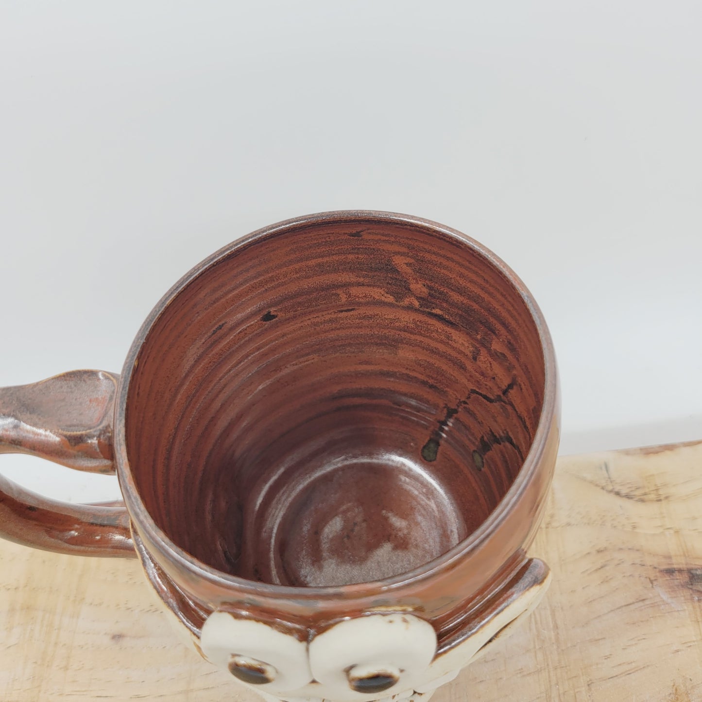 UG CHUG Face Mug | Stoneware Pottery Coffee Cup | Large | Rustic Red Brown