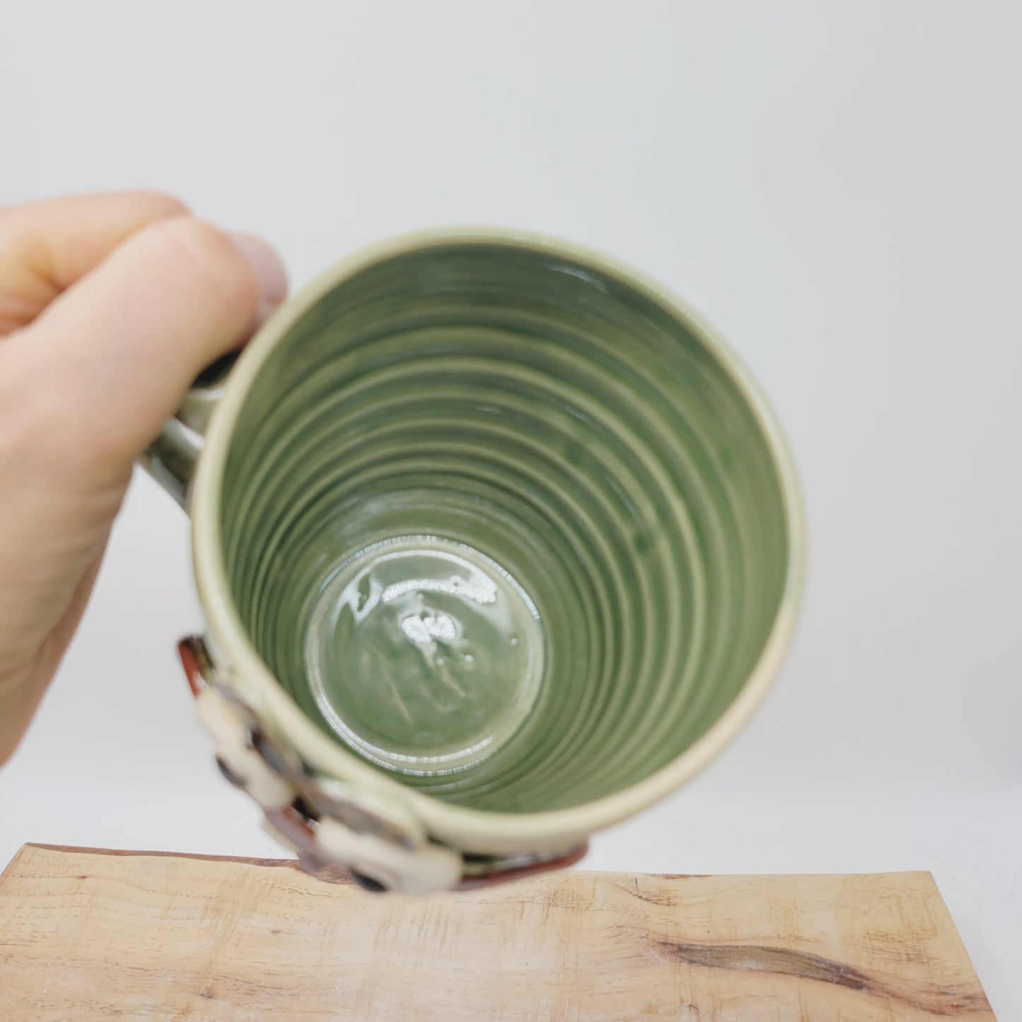 Smell of Fresh Coffee | Extra Large 24 Oz Smiley Face Mug | Green Beer Tankard | Handmade Stoneware Pottery | Nelson Studio Ug Chug