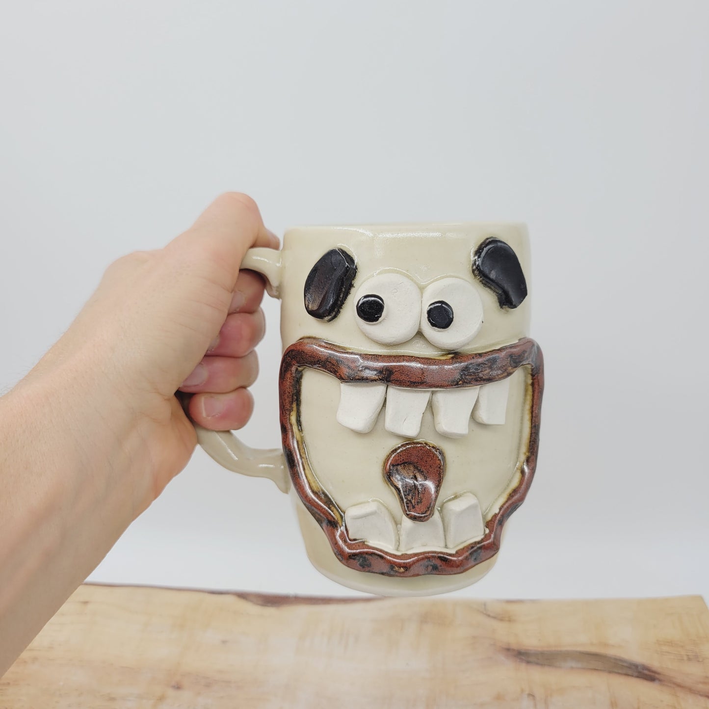 Not a Morning Person Coffee Cup | Large 20 Ounces | Cream Stoneware Pottery | Handmade Ug Chug Face Mug