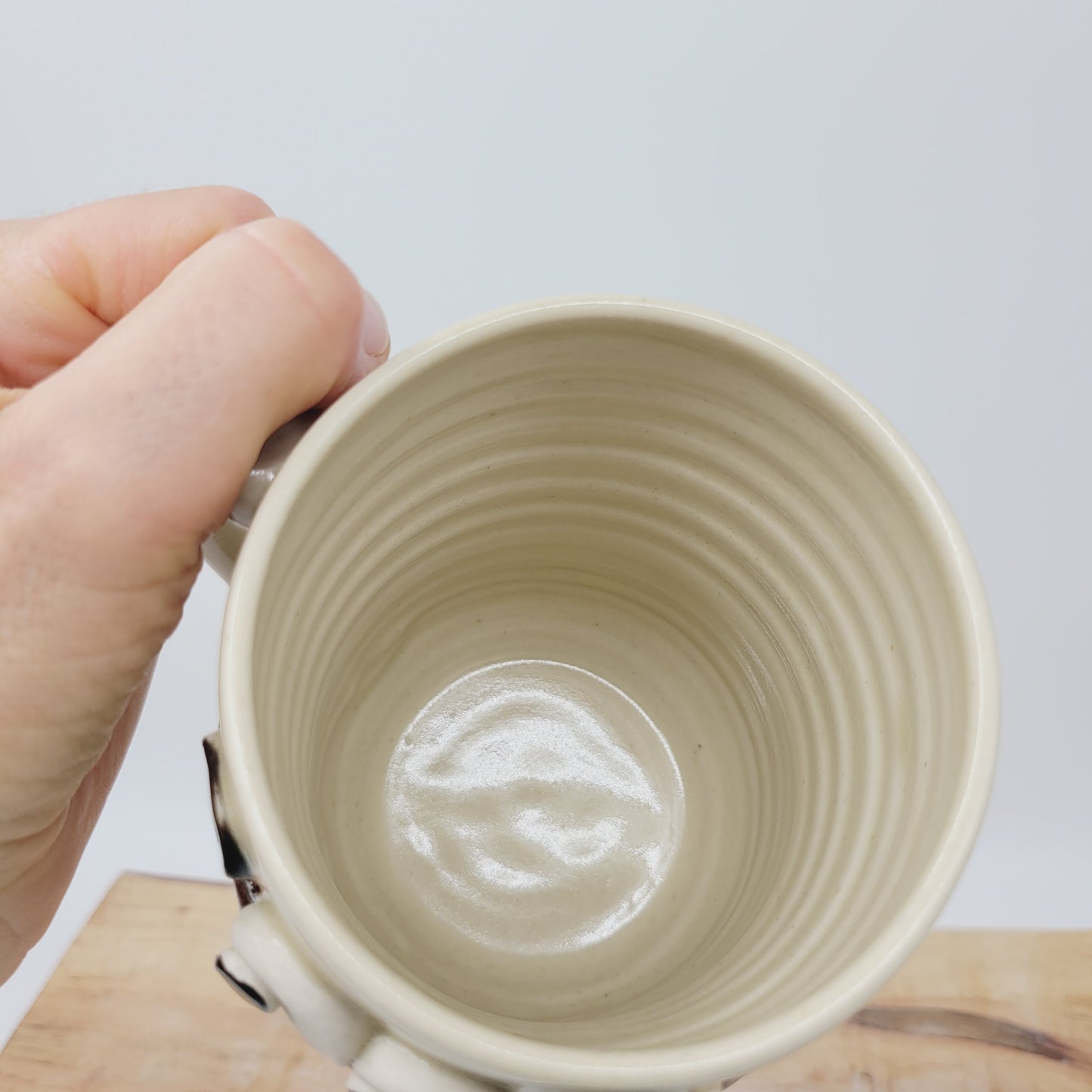 Not a Morning Person Coffee Cup | Large 20 Ounces | Cream Stoneware Pottery | Handmade Ug Chug Face Mug