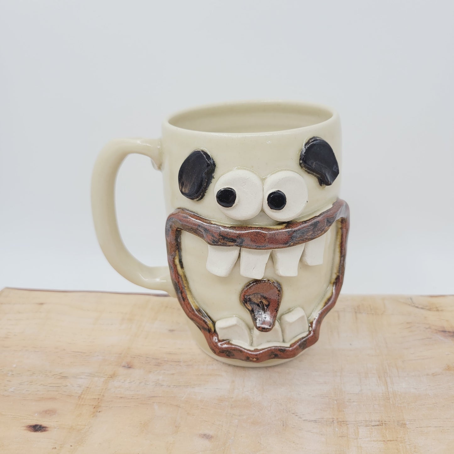 Not a Morning Person Coffee Cup | Large 20 Ounces | Cream Stoneware Pottery | Handmade Ug Chug Face Mug