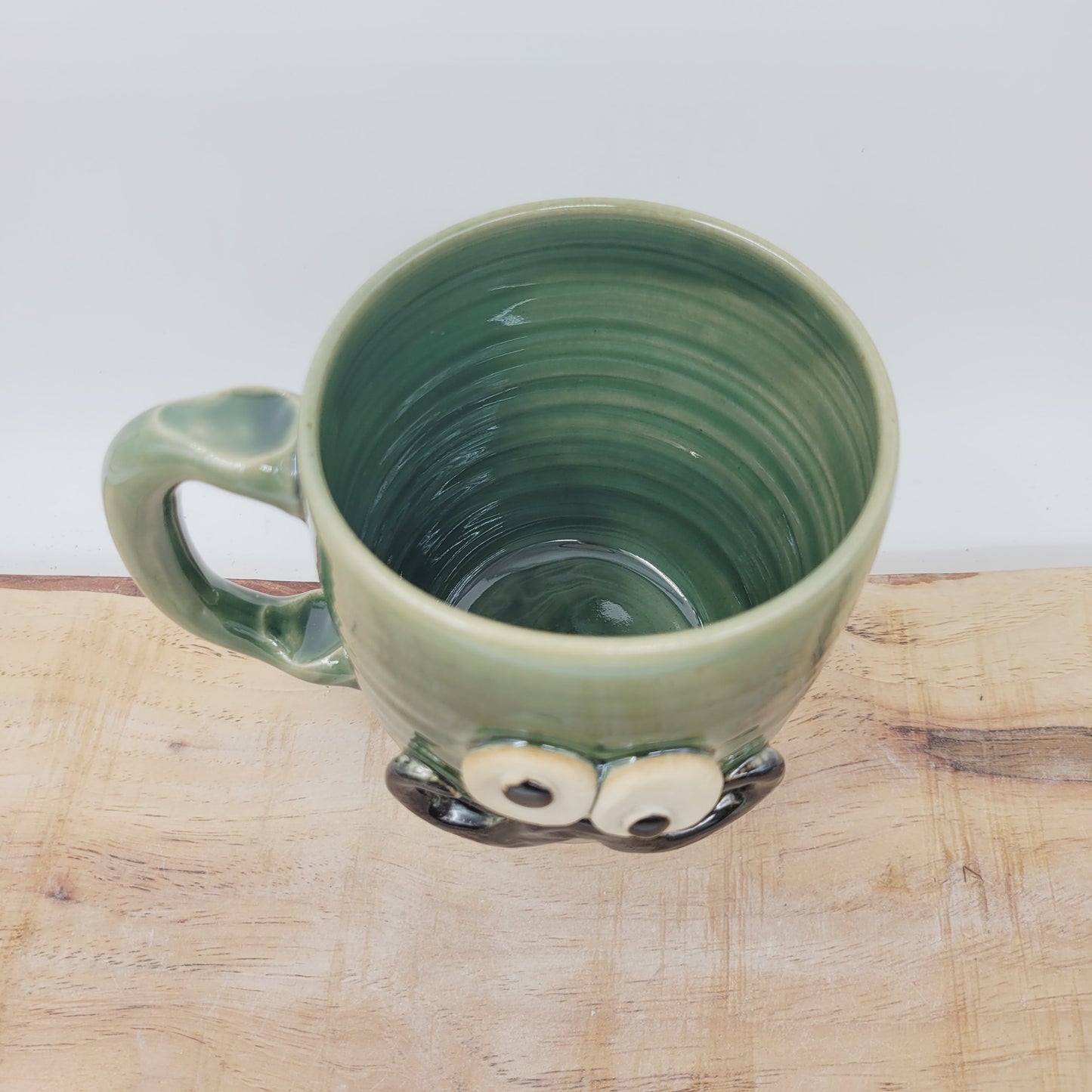 Handlebar Mustache Mug | Funny Man's Pottery Coffee Cup | Nelson Studio Ug Chug | Green | 16 Ounces
