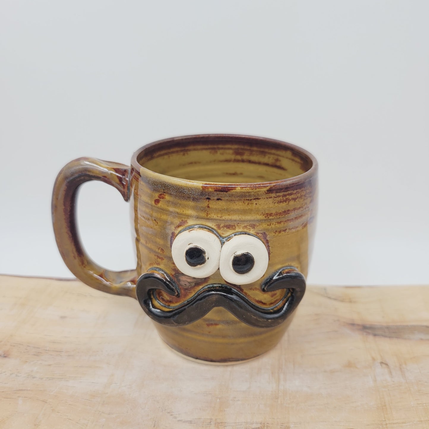 Mans Handlebar Mustache Face Mug | Funny Coffee Cup | Medium 10-12 Ounces | Nelson Studio Stoneware Pottery | Handmade Ug Chug