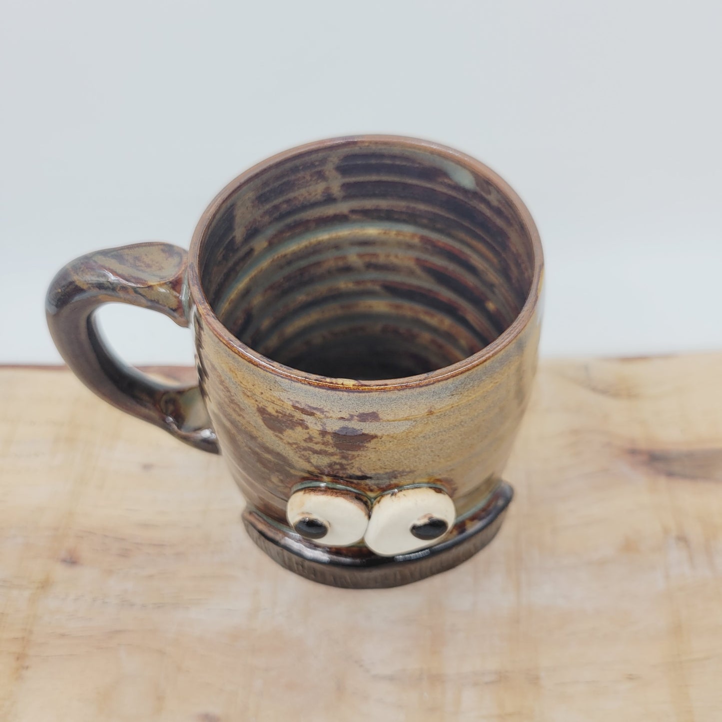 Man's Bushy Mustache Mug | Ceramic Stoneware Pottery Coffee Cup | Microwave Dishwasher Safe | Rusty Brown