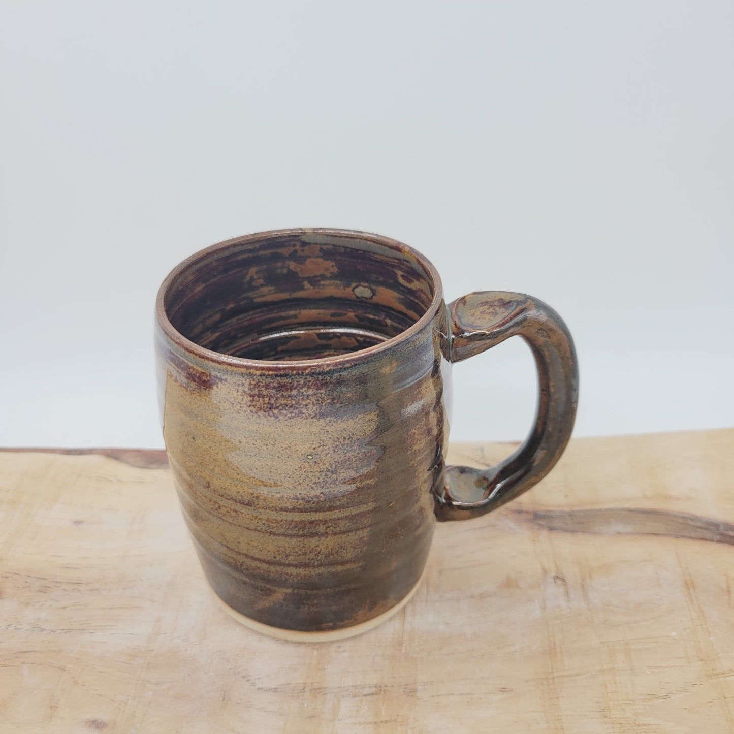 Man's Bushy Mustache Mug | Ceramic Stoneware Pottery Coffee Cup | Microwave Dishwasher Safe | Rusty Brown