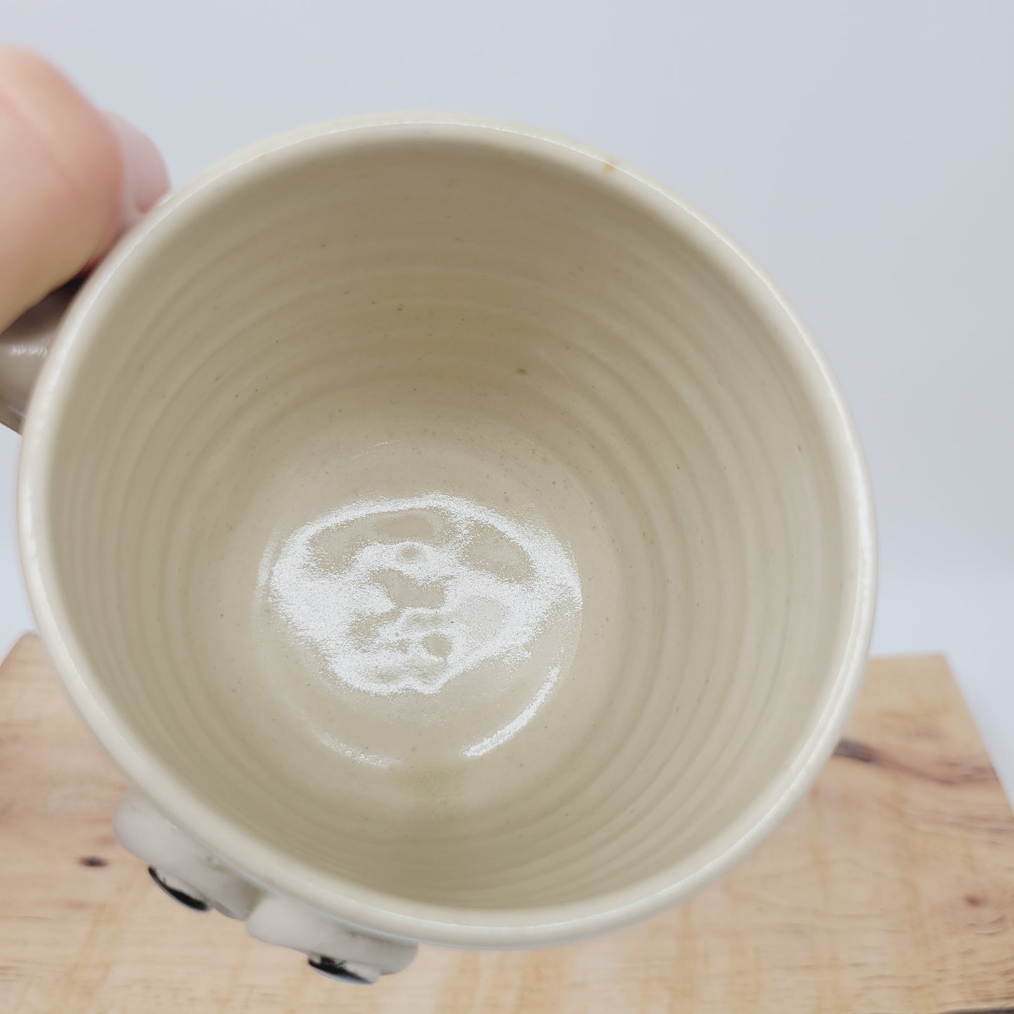 Coffee Cup | Creamy Stone | Medium 12 Oz Handlebar Mustache Mug Stoneware Clay Pottery | Nelson Studio UgChug