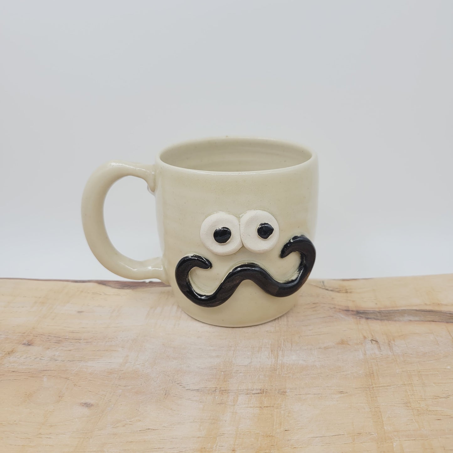 Coffee Cup | Creamy Stone | Medium 12 Oz Handlebar Mustache Mug Stoneware Clay Pottery | Nelson Studio UgChug