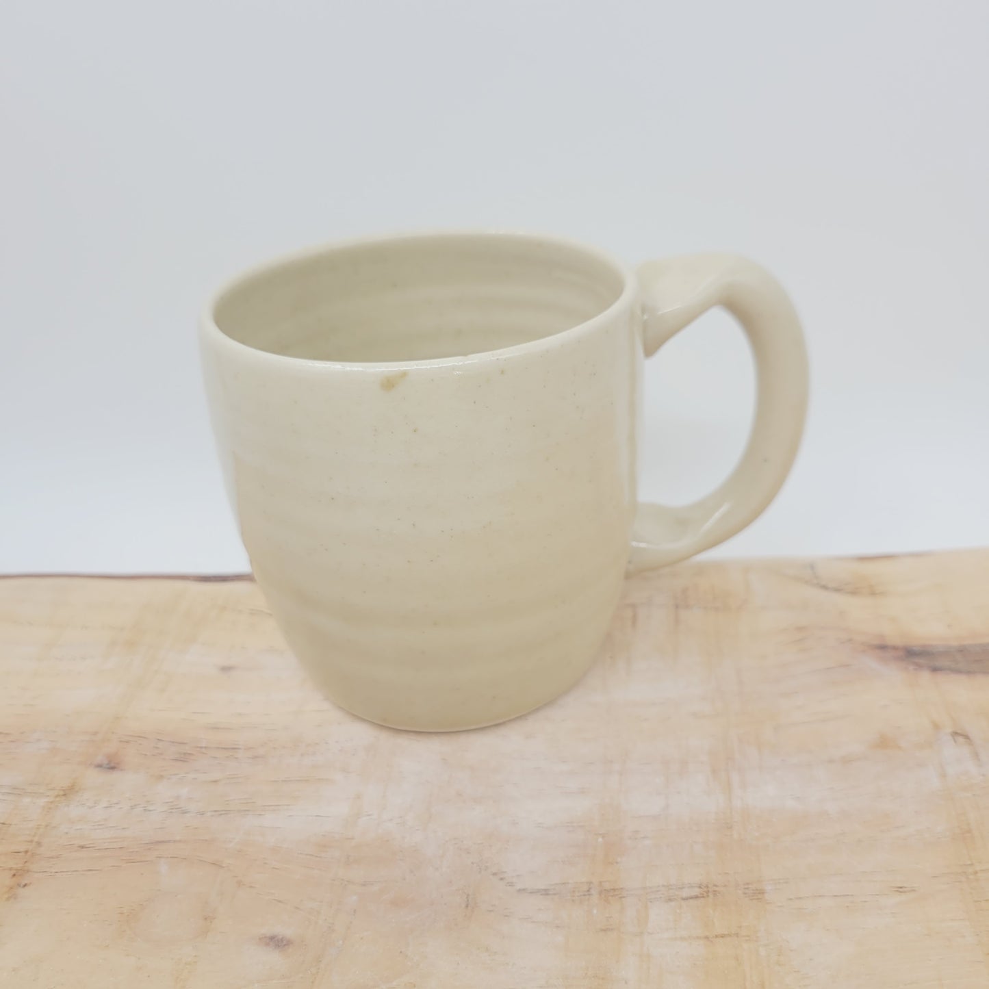 Coffee Cup | Creamy Stone | Medium 12 Oz Handlebar Mustache Mug Stoneware Clay Pottery | Nelson Studio UgChug