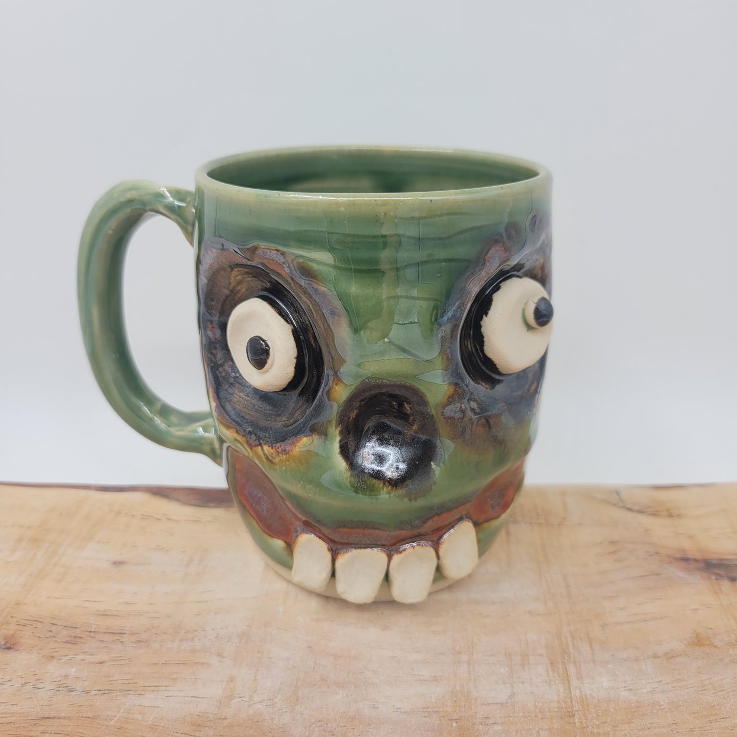 HALLOWEEN Coffee Cup | Spooky Scary Green Zombie Face Monster Mug | Fall Autumn Pottery