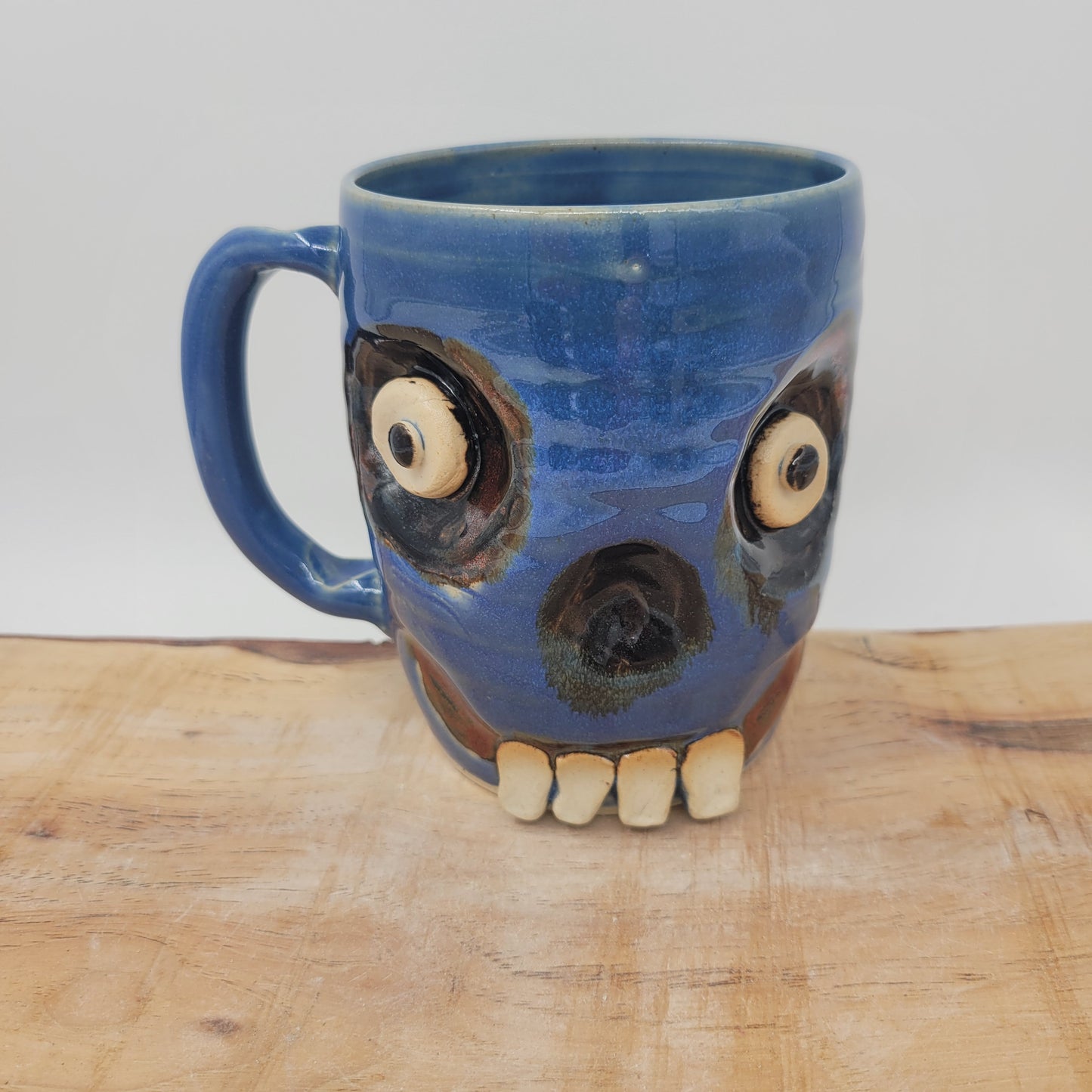 Zombie Monster Scary Mug | Walking Dead Blue Coffee Cup | Creepy Face Pottery | Ug Chug