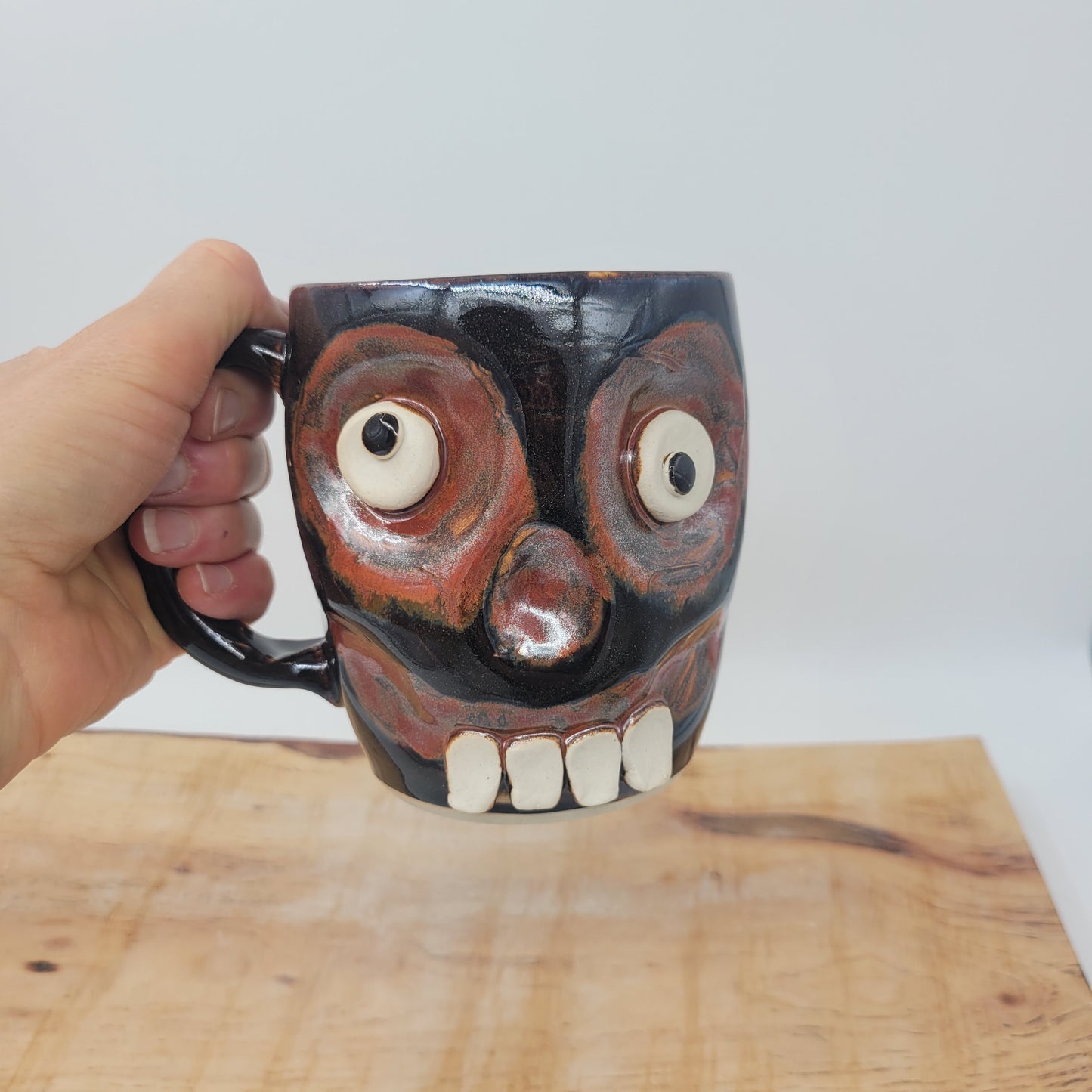 HALLOWEEN Coffee Cup | Spooky Scary Zombie Face Monster Mug | Fall Autumn Pottery | 16 Ounces