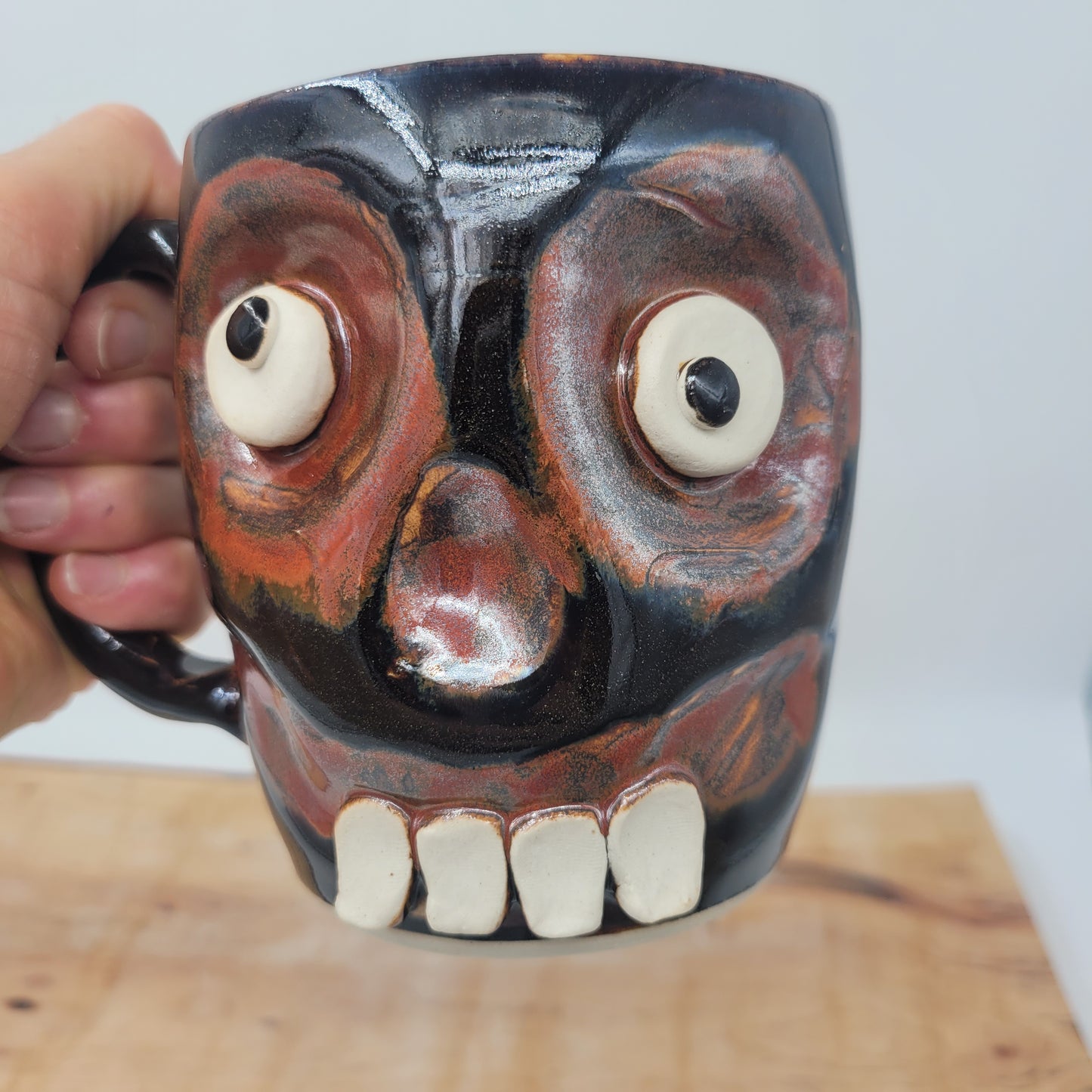 HALLOWEEN Coffee Cup | Spooky Scary Zombie Face Monster Mug | Fall Autumn Pottery | 16 Ounces