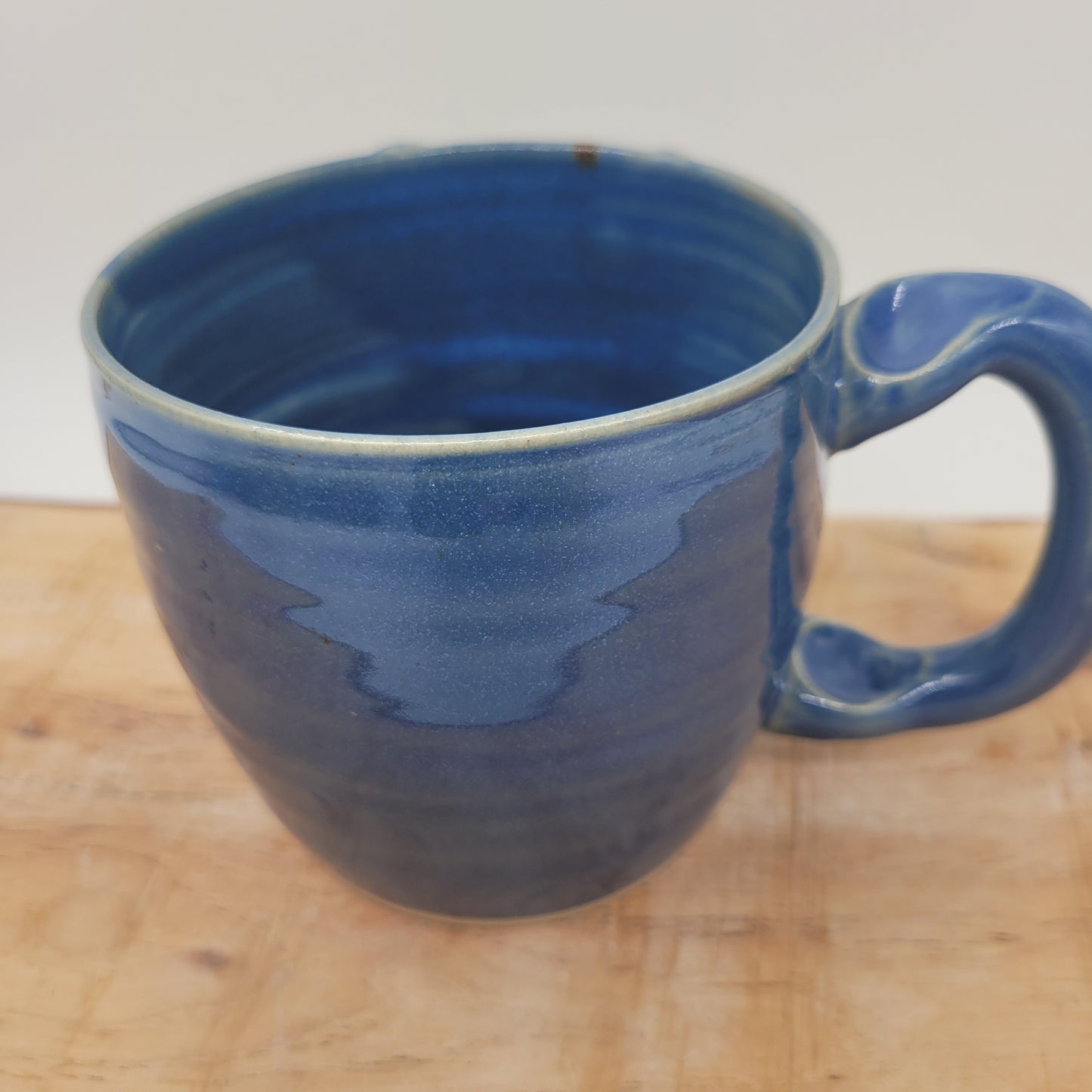 Monster Mug with Horn | Handmade Pottery Coffee Cups | Funny Creature Face Mug | 16 Oz | Blue
