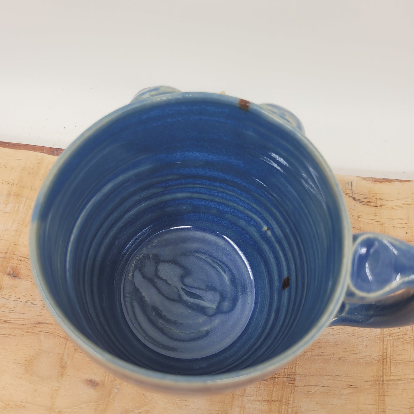 Monster Mug with Horn | Handmade Pottery Coffee Cups | Funny Creature Face Mug | 16 Oz | Blue